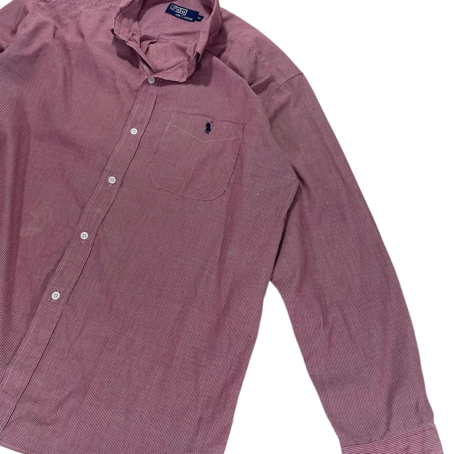 VINTAGE RALPH LAUREN RED STRIPED BUTTON UP (XL)