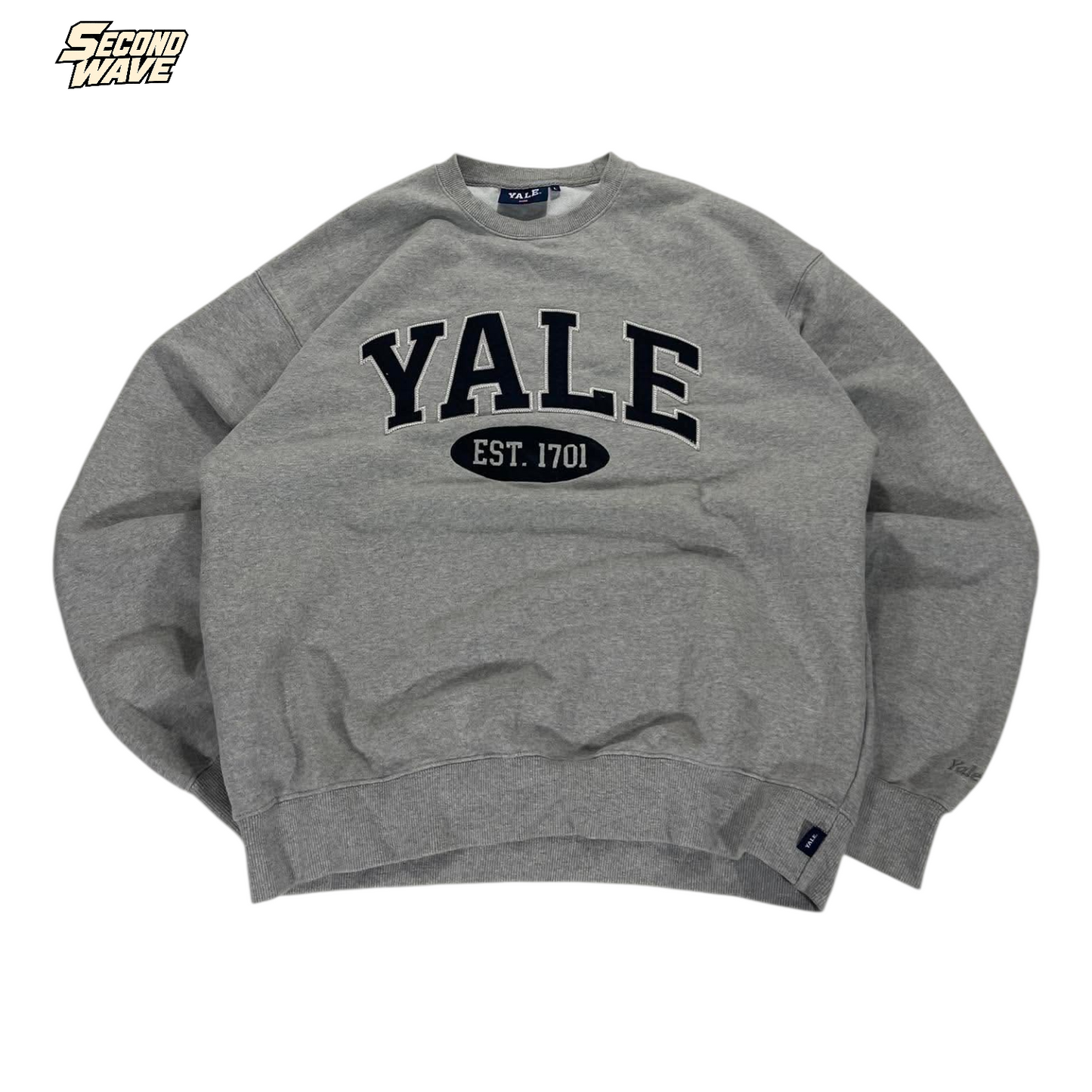 VINTAGE EMBROIDERED YALE GREY CREWNECK (L)