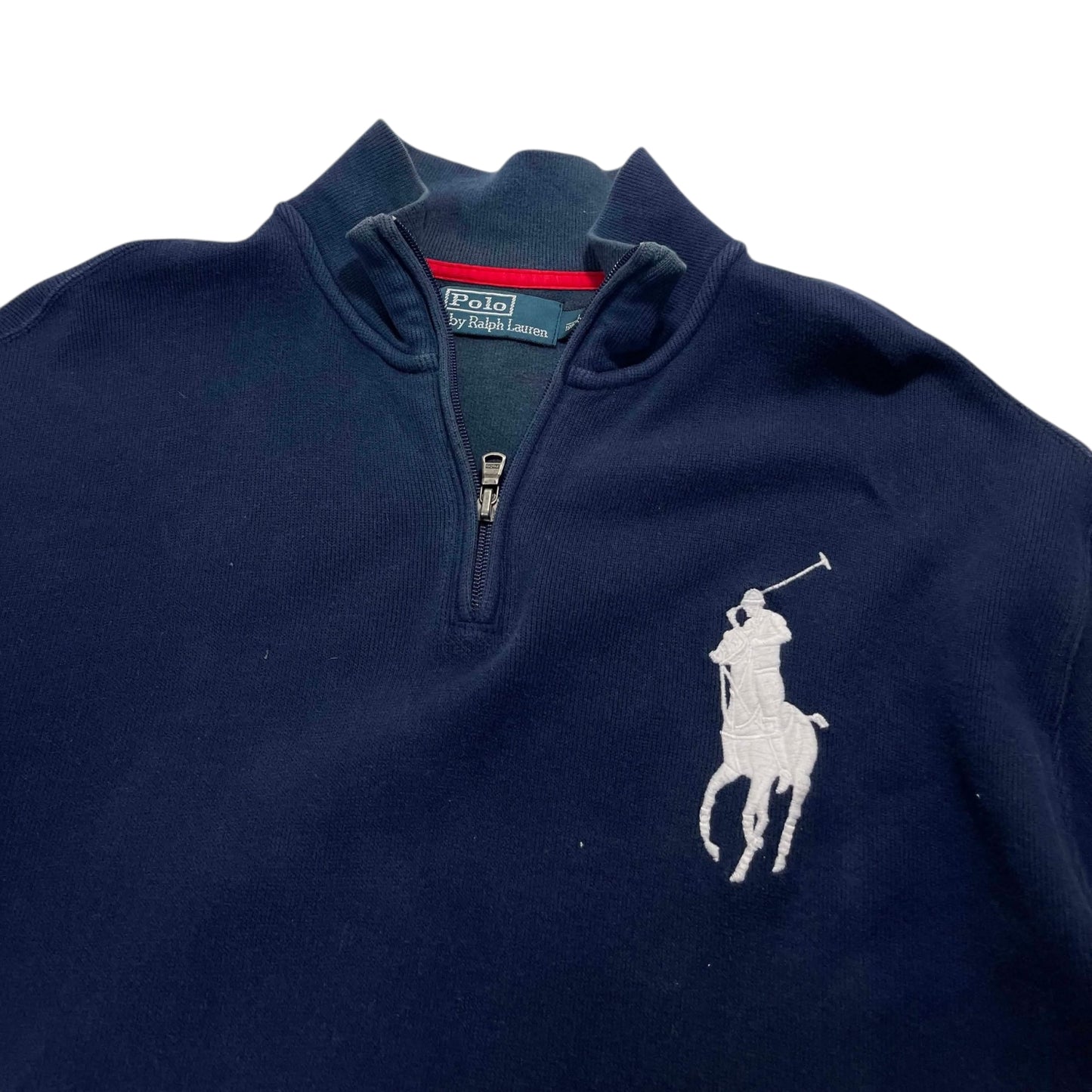 VINTAGE BIG PONY POLO RALPH LAUREN NAVY BLUE QUARTER ZIP (L)