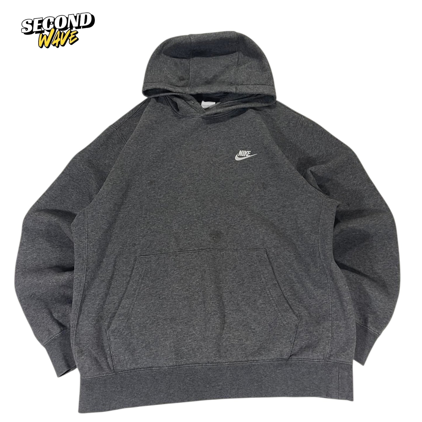 NIKE GREY HOODIE WITH EMBROIDERED LOGO (L)