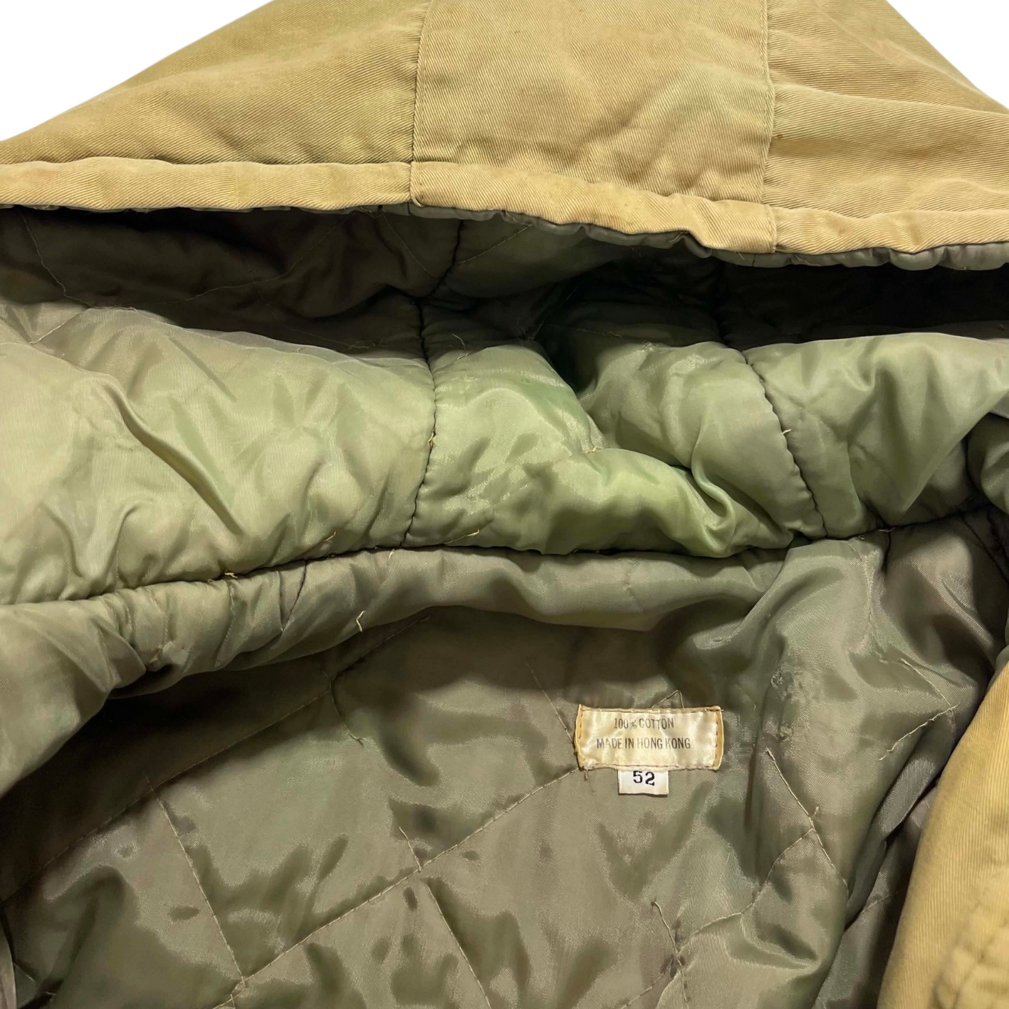 VINTAGE 100% COTTON 70S 80S MILITARY GREEN PARKA COAT (M)