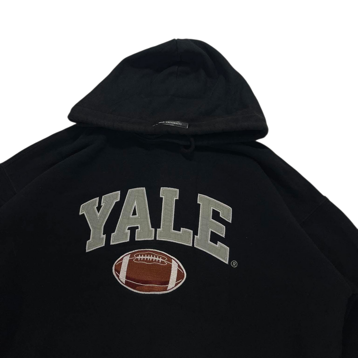VINTAGE EMBROIDERED YALE BLACK HOODIE (L - XL)