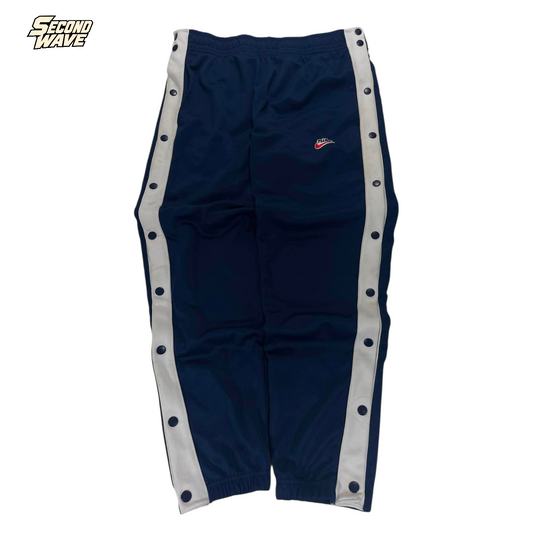 NIKE NAVY BLUE BUTTON TRACK PANTS (L)²