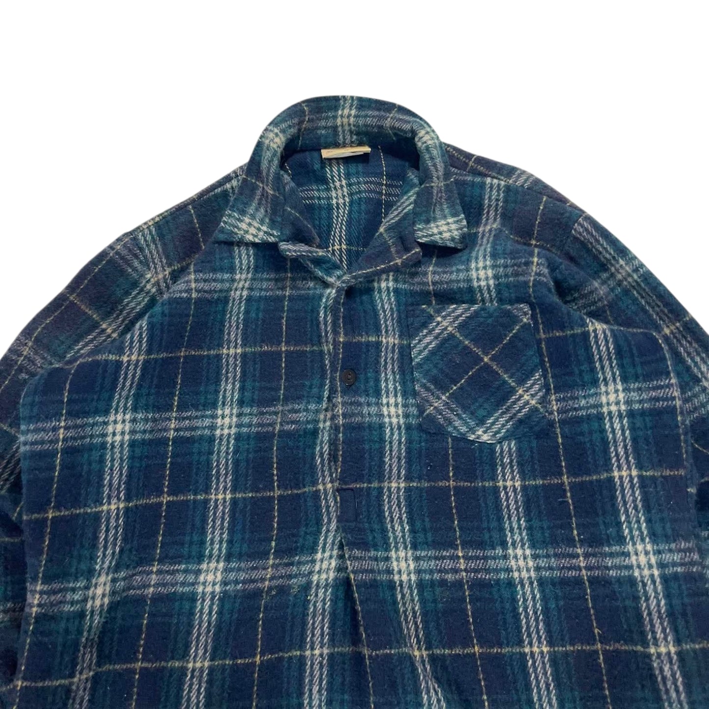 90S BLUE PLAID FLANNEL SHIRT (XL)