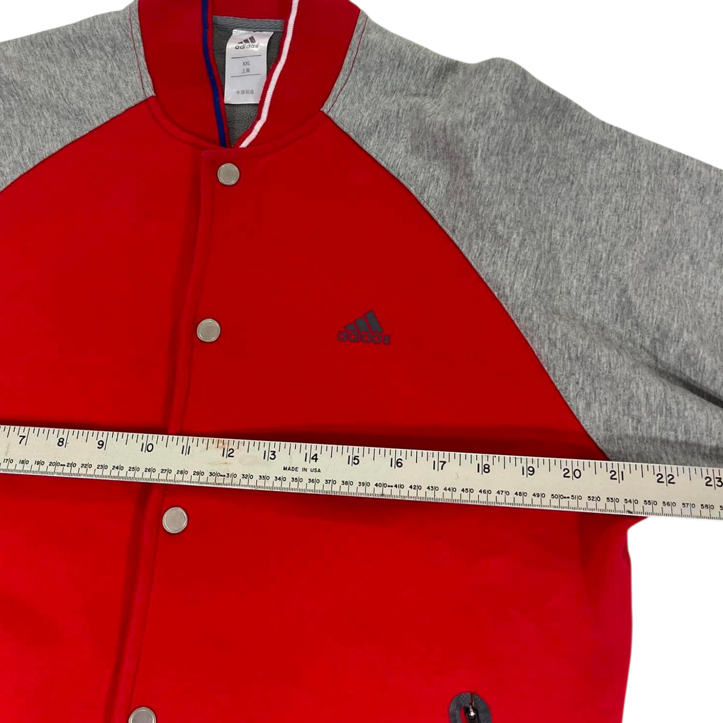 VINTAGE ADIDAS RED VARSITY JACKET (L)