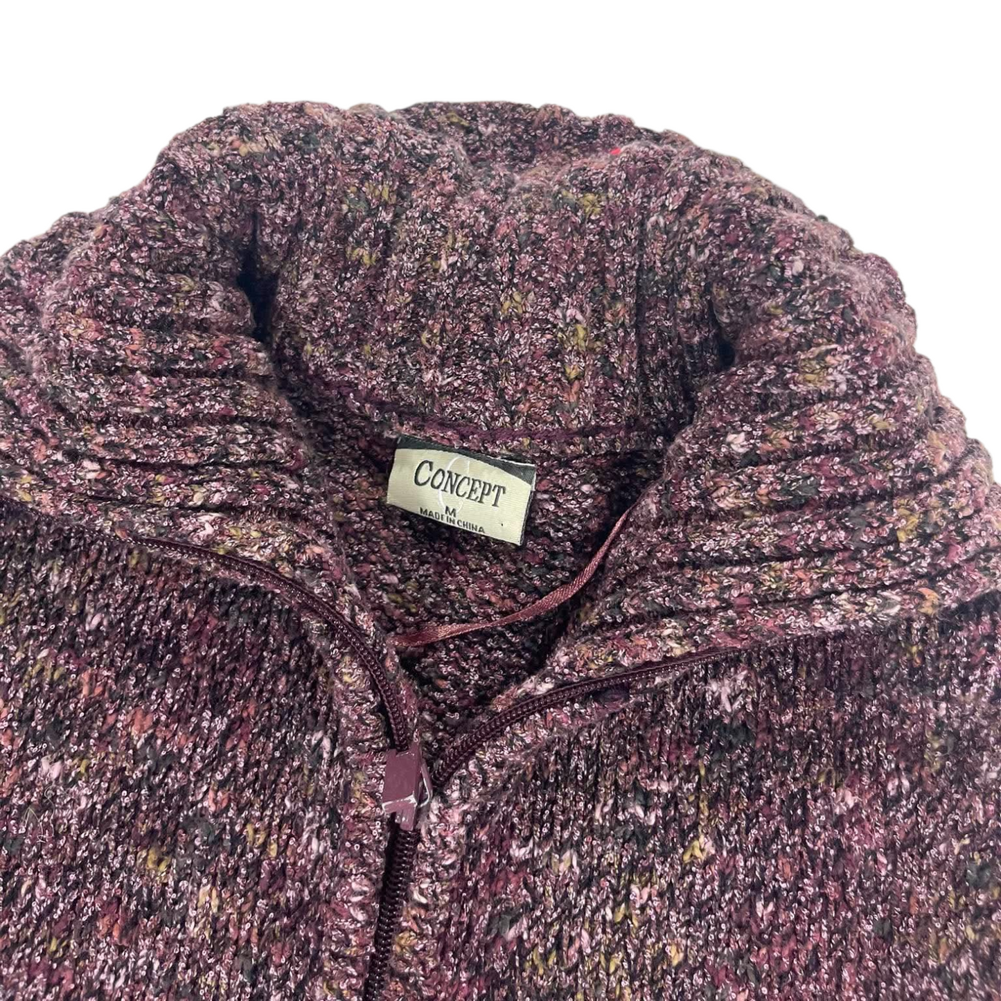 90S MULTI COLOUR ZIP UP SWEATER (M)