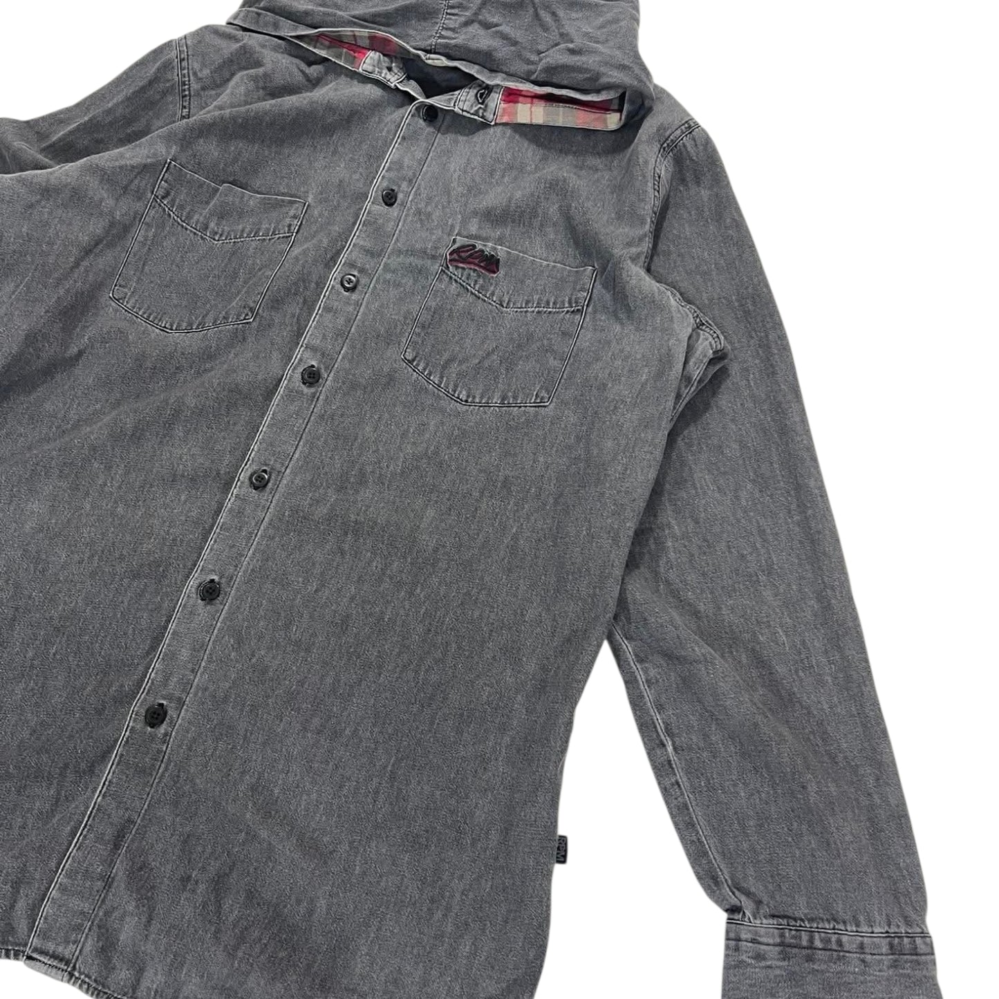 RPM DENIM VIBES BUTTON UP SHIRT WITH HOOD (L)