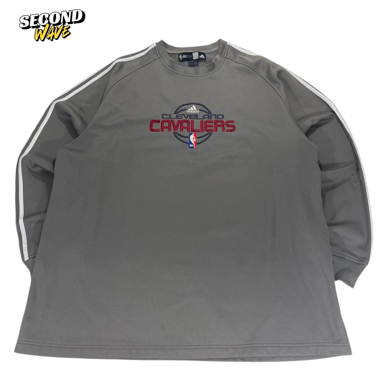 VINTAGE ADIDAS CLEVELAND CAVALIERS GREY WARM UP LONG SLEEVE JERSEY (XL-XXL)