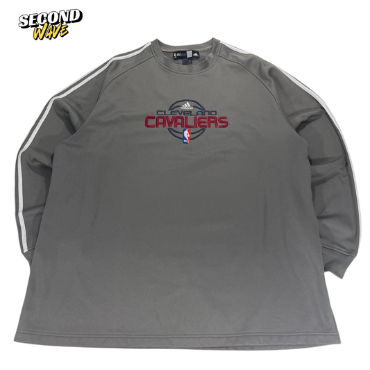 VINTAGE ADIDAS CLEVELAND CAVALIERS GREY WARM UP LONG SLEEVE JERSEY (XL-XXL)