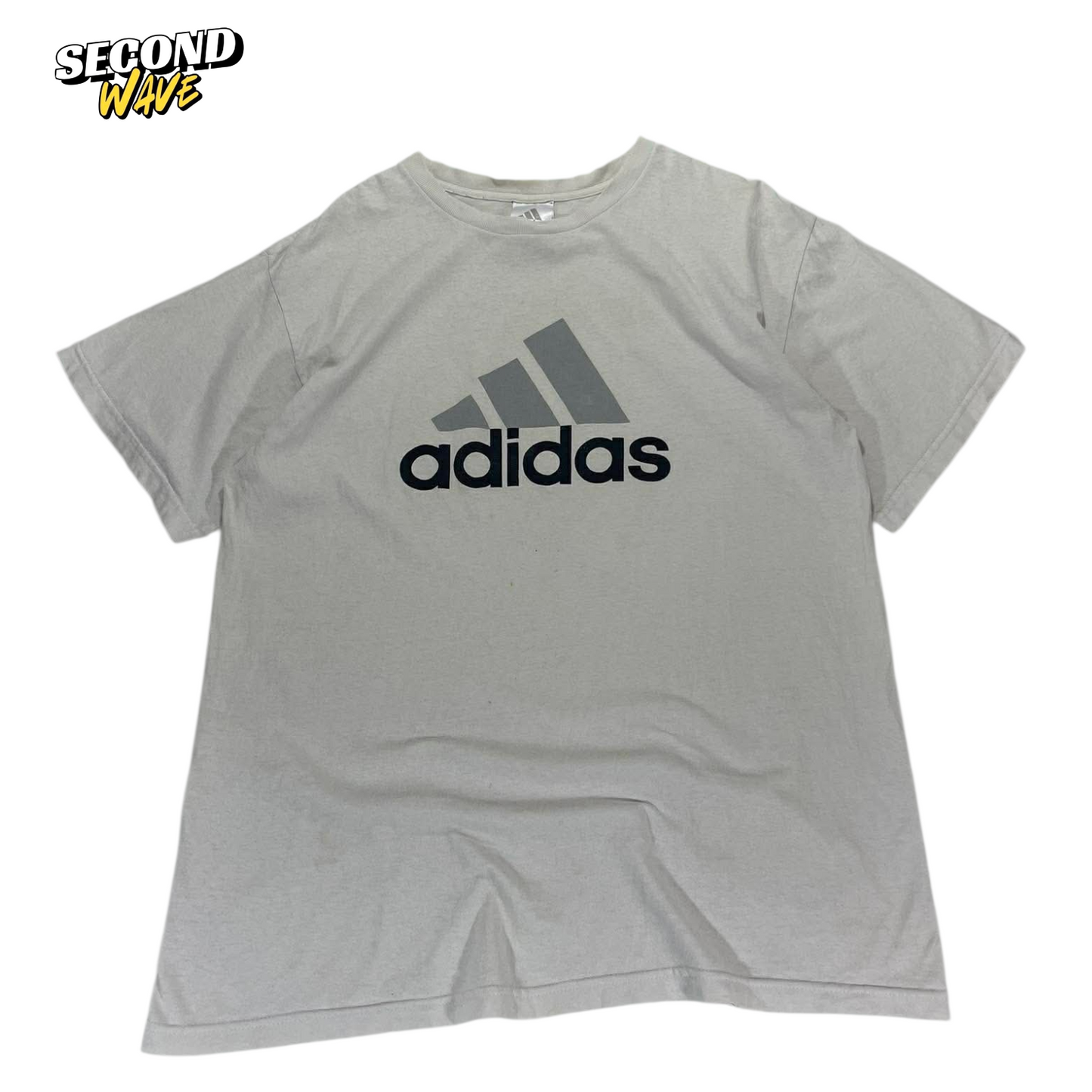 VINTAGE CLASSIC ADIDAS COTTON T-SHIRT WITH BLACK LOGO (L)