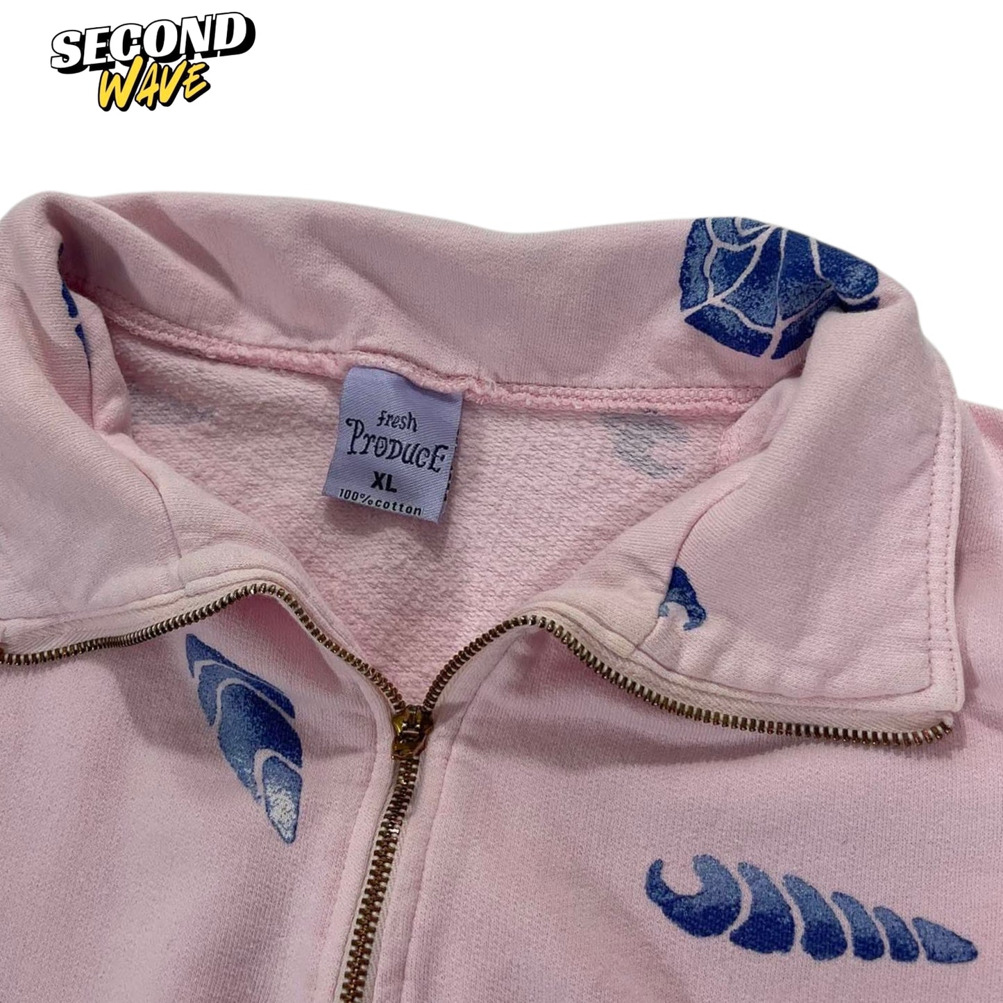 100% COTTON FRESH PRODUCE PINK SEASHELL ZIP UP (XL)