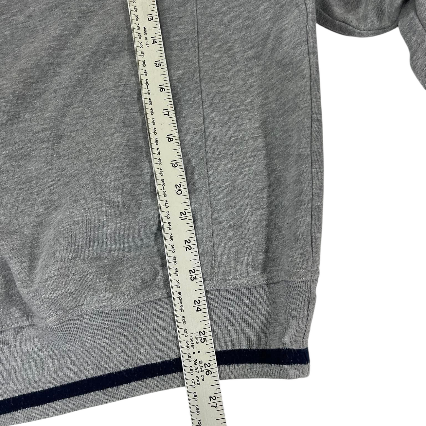 GREY QUARTER ZIP SWEATSHIRT WITH STRIPED AND EMBROIDERED LOGO (M)