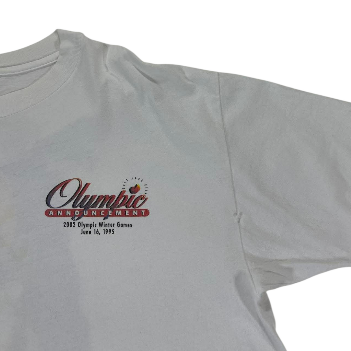 VINTAGE OLYMPIC ANNOUNCEMENT WHITE TEE (L)