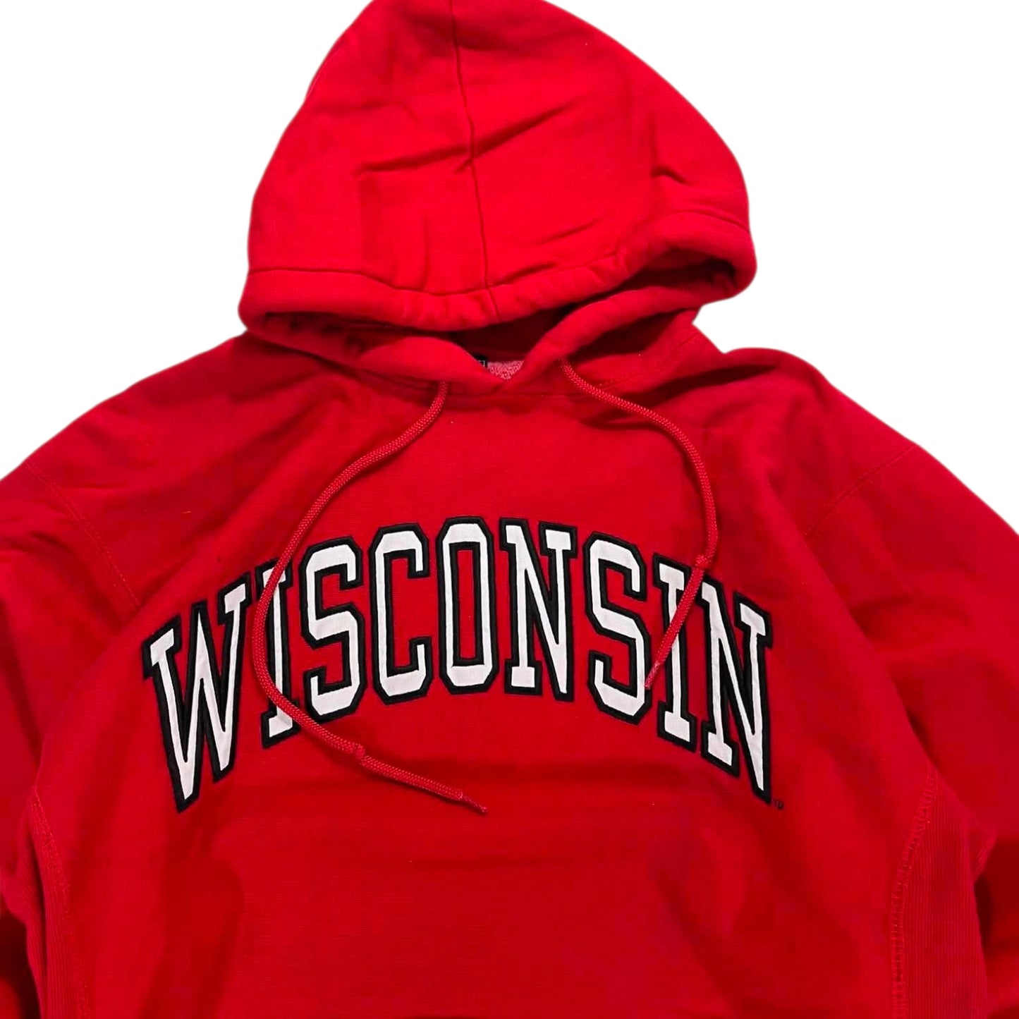 VINTAGE EMBROIDERED RED WISCONSIN BADGERS HOODIE (M)