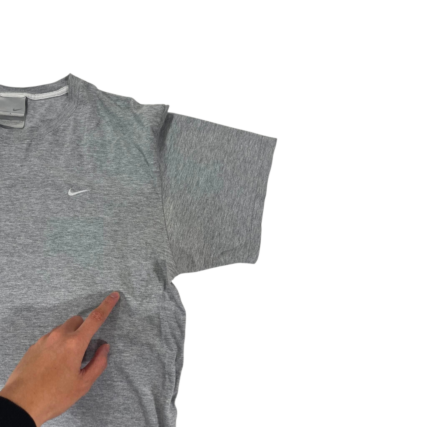 VINTAGE NIKE GREY COTTON T-SHIRT WITH EMBROIDERED LOGO (L)
