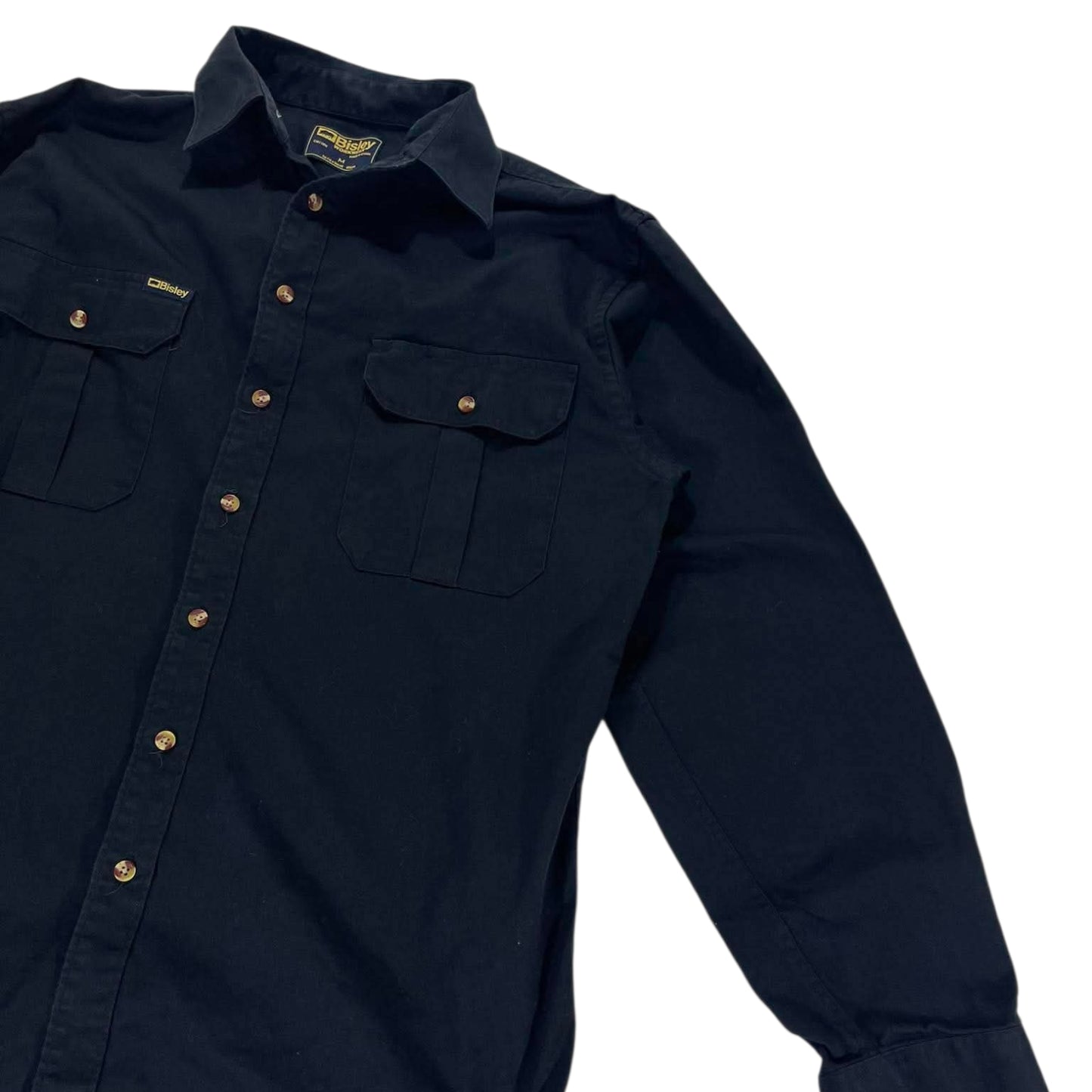 BISLEY BLACK WORKWEAR BUTTON UP (M)