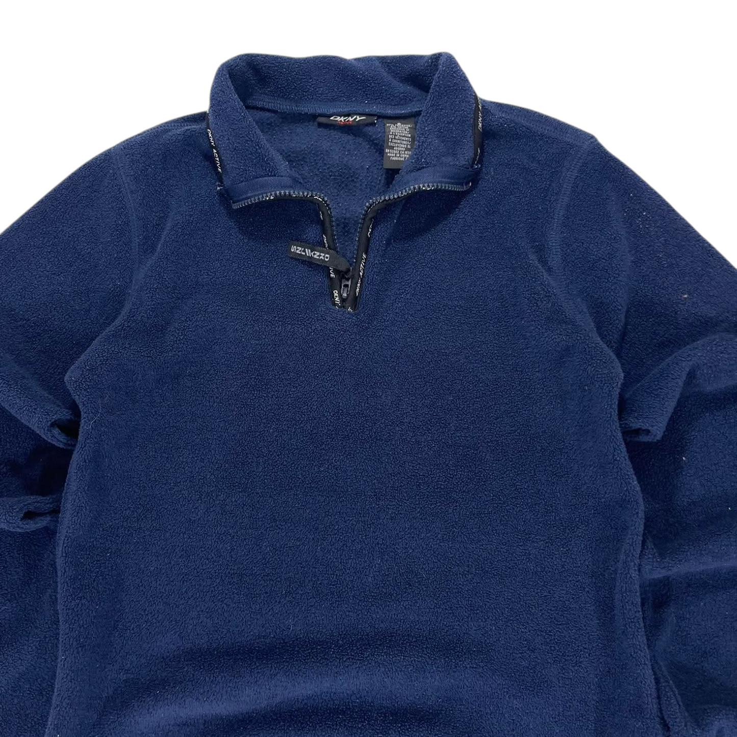 DKNY NAVY BLUE QUARTER ZIP FLEECE SWEATSHIRT (S)