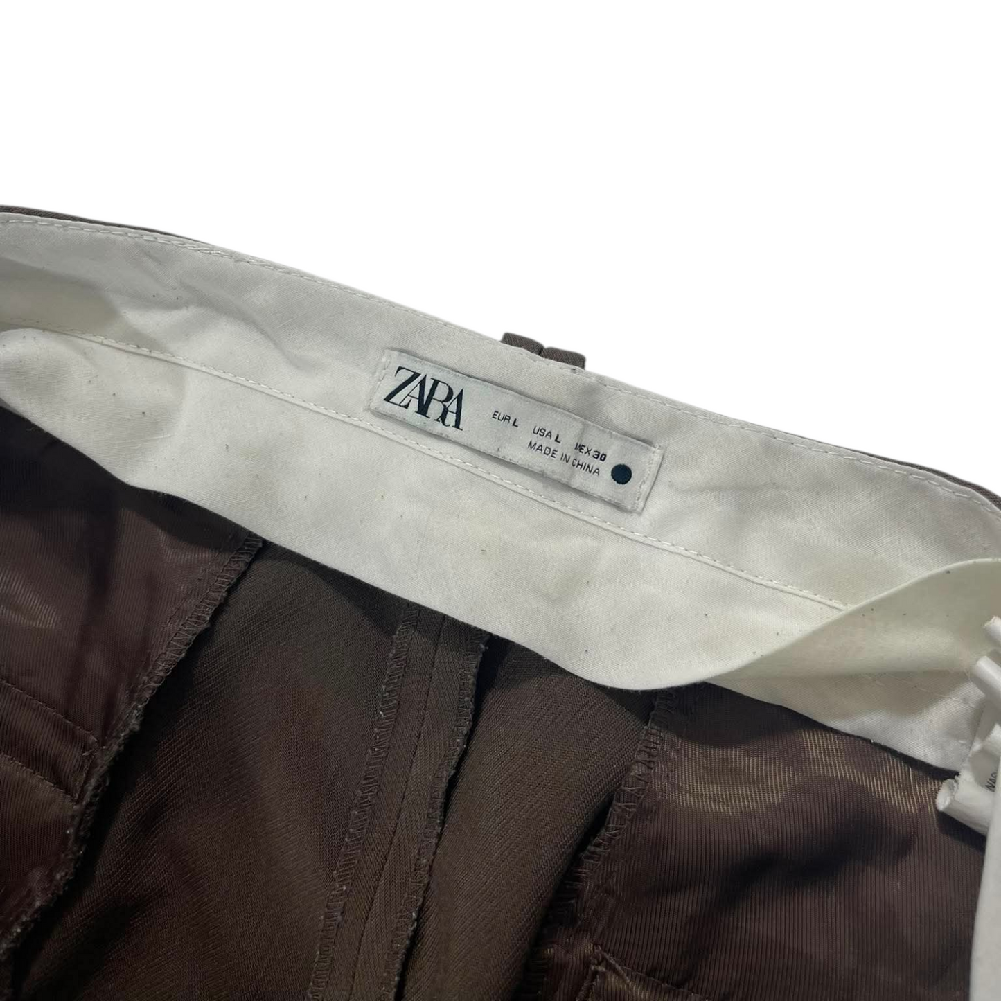 ZARA BROWN WIDE LEG TROUSERS (L)