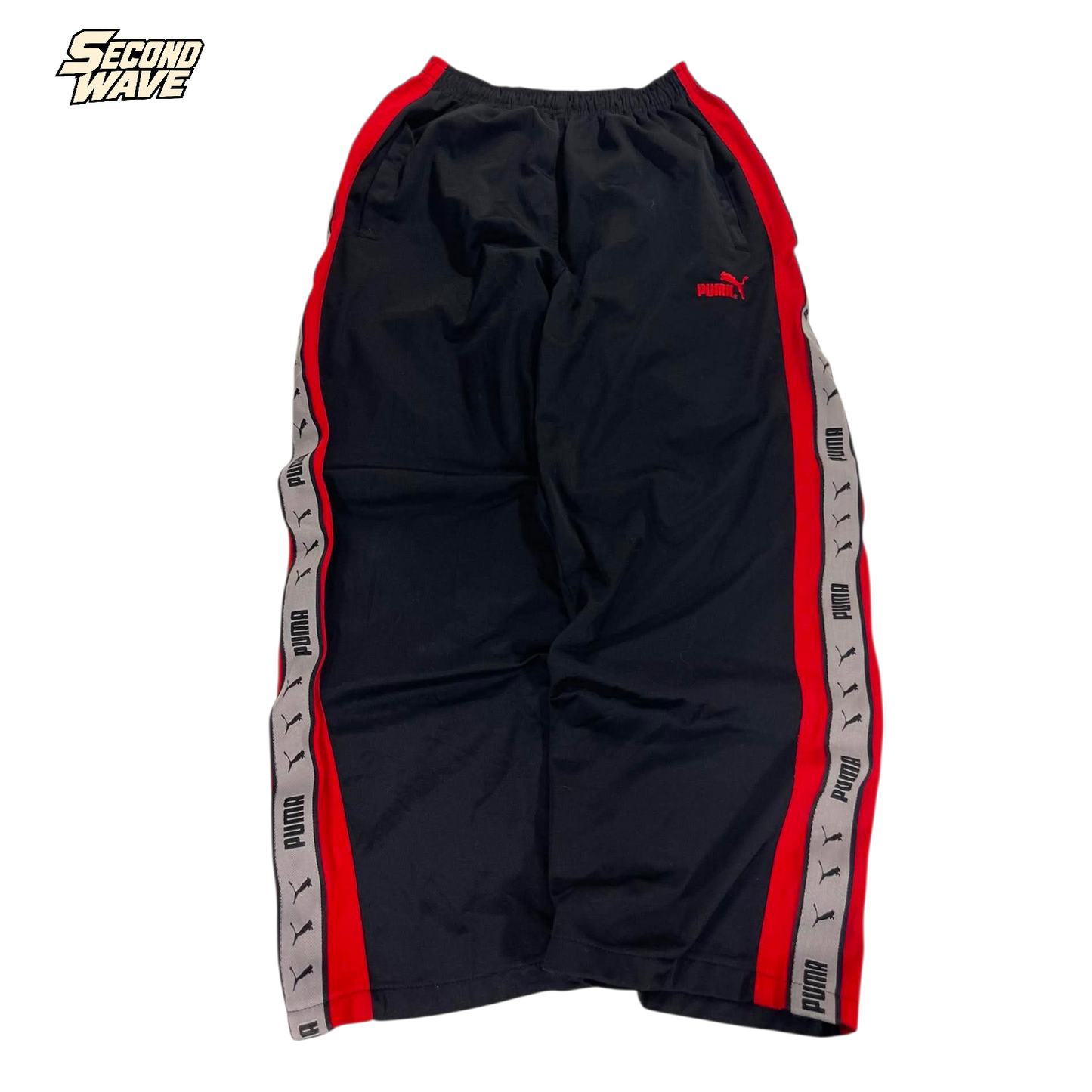 VINTAGE PUMA BLACK BAGGY TRACK PANTS (L) '4