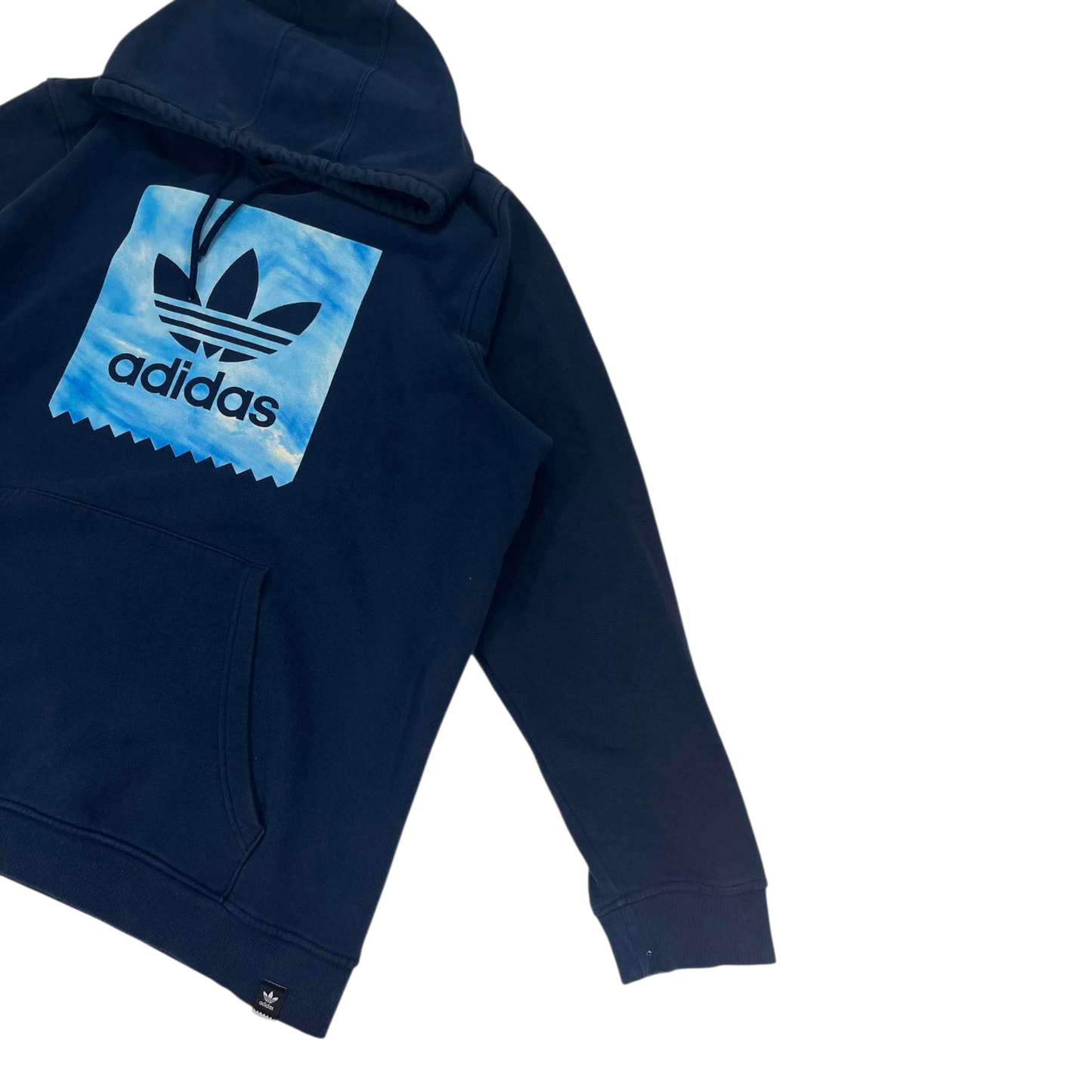 ADIDAS NAVY BLUE HOODIE WITH BLUE CLOUD GRAPHIC (XXL)