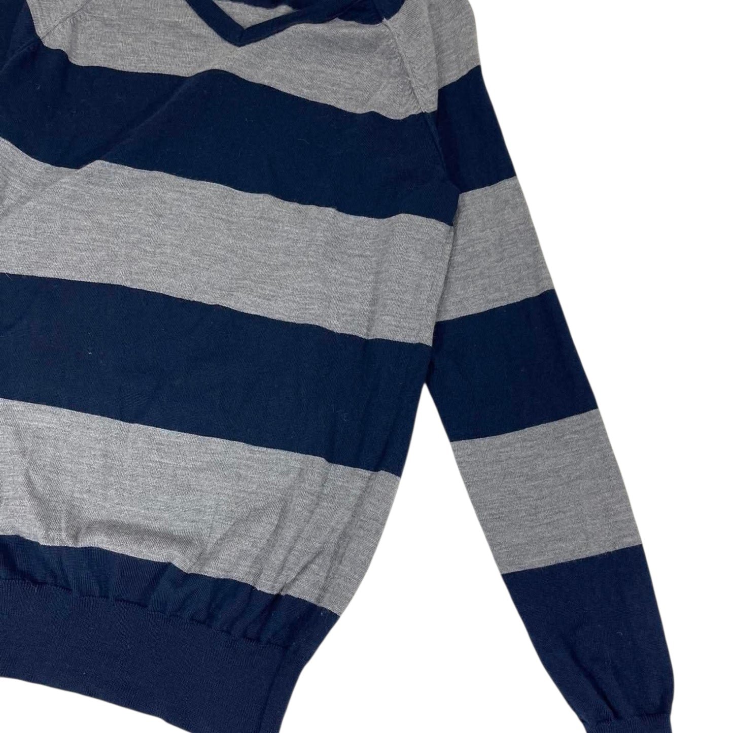 VINTAGE BARKERS NAVY & GREY STRIPED SWEATER (S-M)