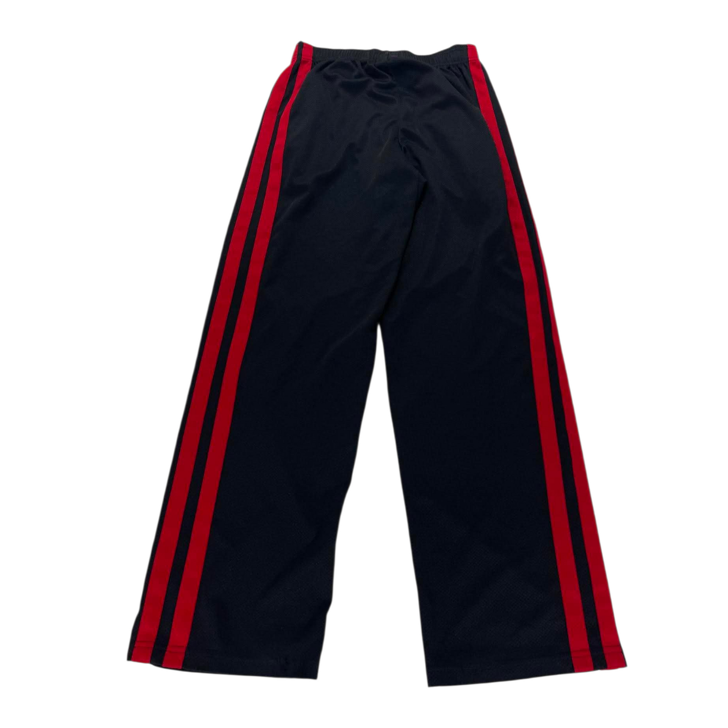 ADIDAS BLACK & RED TRACK PANTS ⁷ (L)