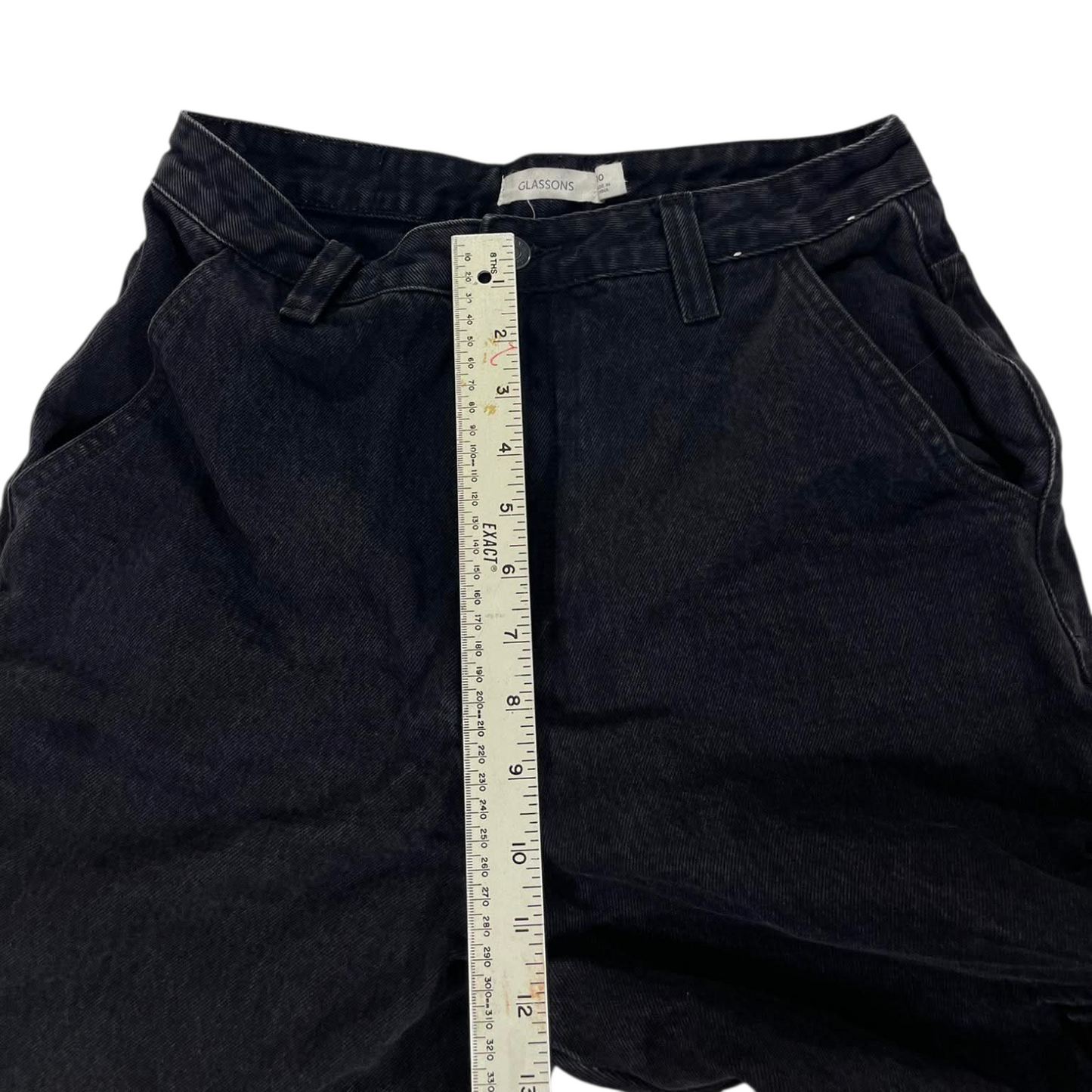 GLASSONS BAGGY BLACK DENIM CARGO PANTS WITH MULTIPLE POCKETS (28)