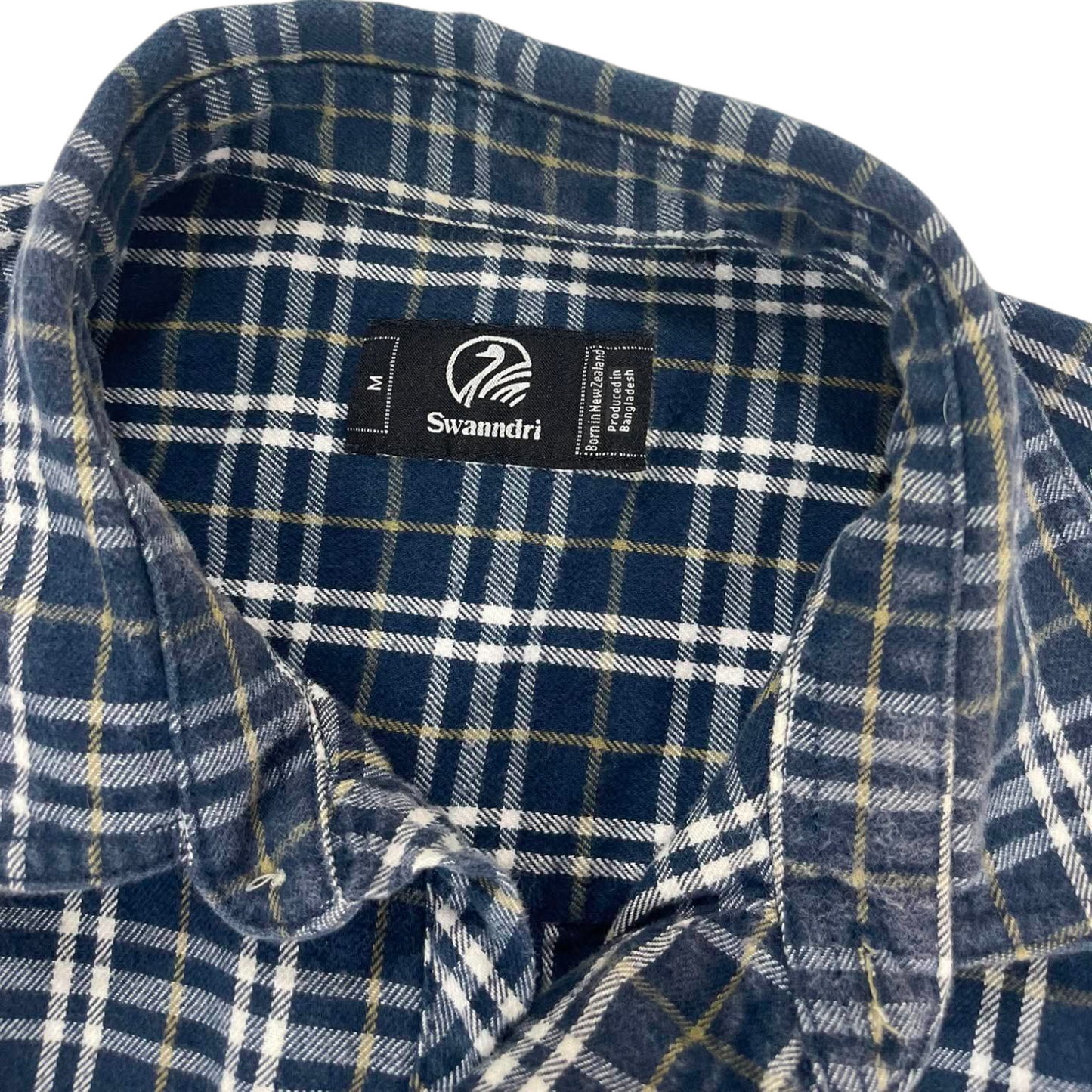 VINTAGE SWANNDRI BLUE & WHITE FLANNEL SHIRT (L)