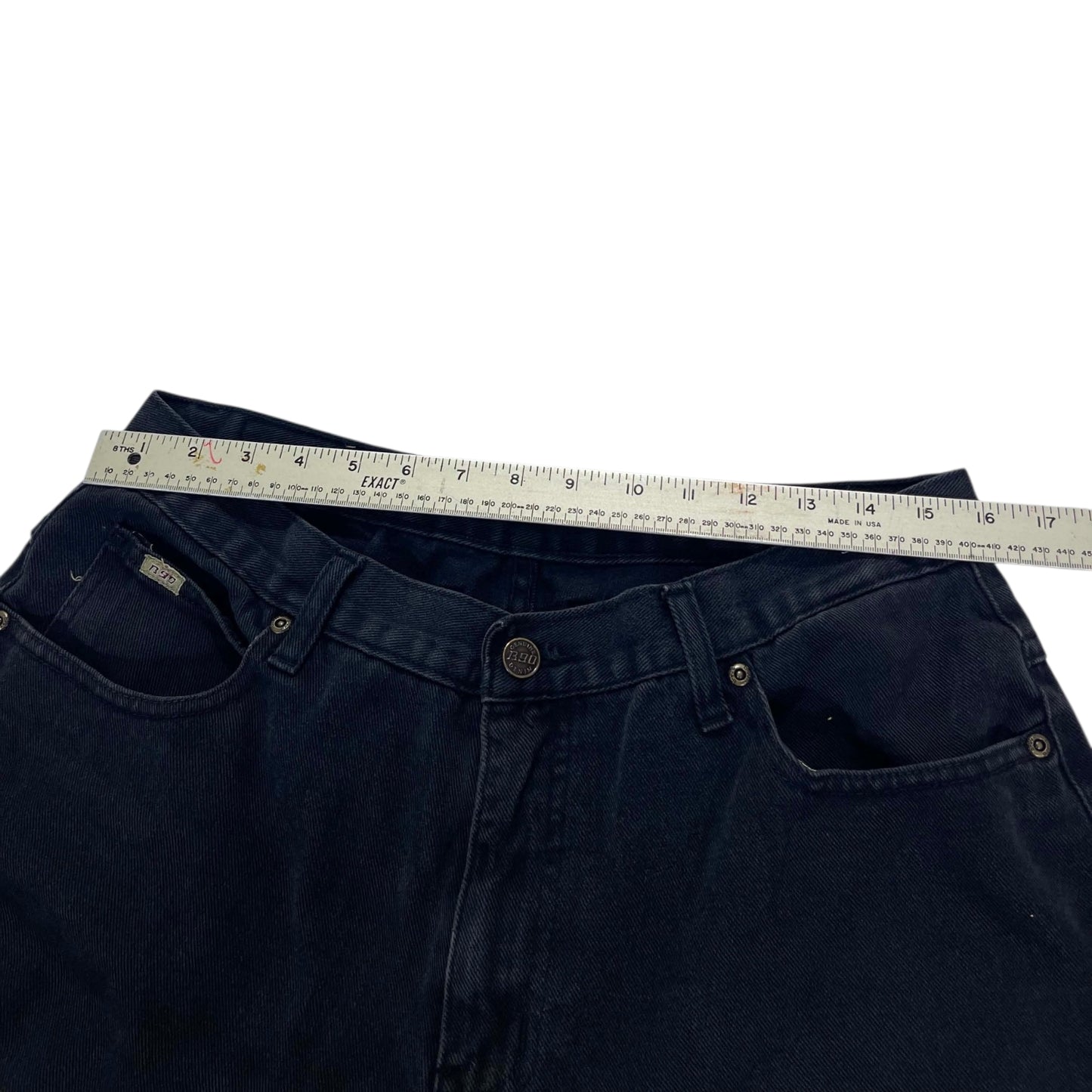 VINTAGE 100% BLACK DENIM WIDE LEG PANTS (32)