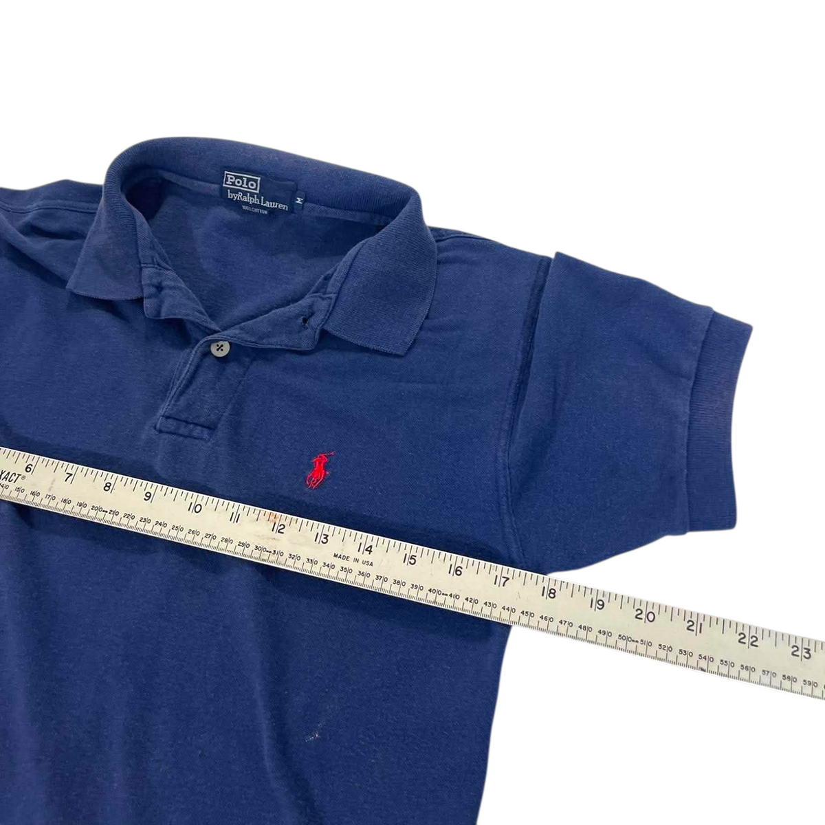 RALPH LAUREN NAVY POLO SHIRT (BEST FIT SMALL)