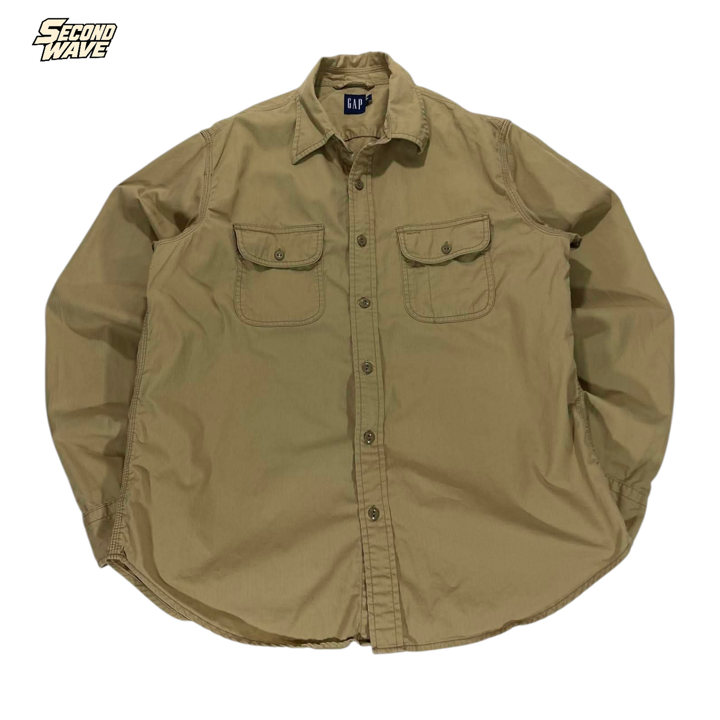 VINTAGE GAP TAN BUTTON UP SHIRT (M)