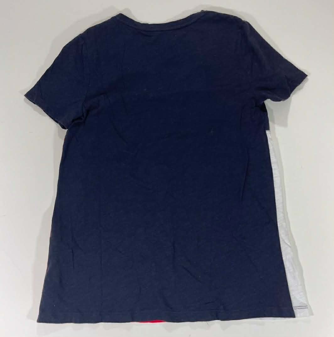 TOMMY HILFIGER RED & BLUE V-NECK T-SHIRT (S-M)
