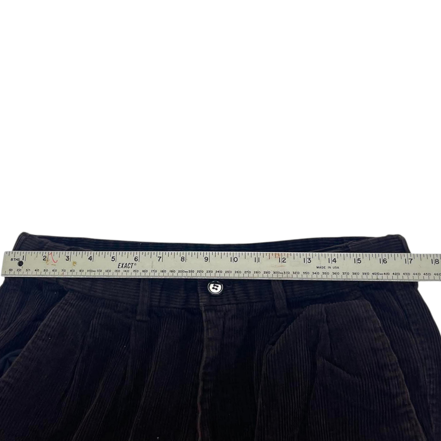 DARK BROWN CHISEL CORDUROY WIDE LEG TROUSERS (34)
