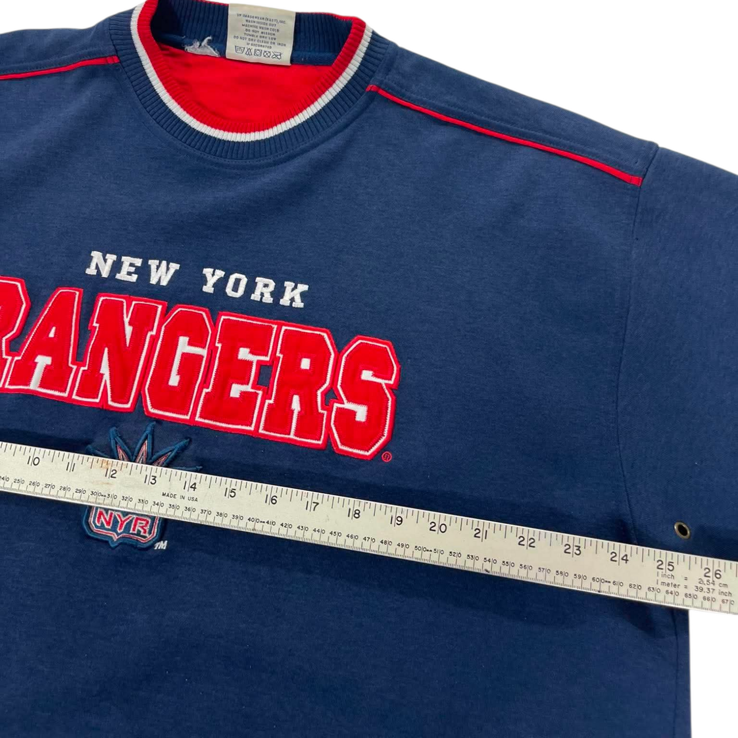 VINTAGE EMBROIDERED LEE SPORT NEW YORK RANGERS NAVY CREWNECK (XL)