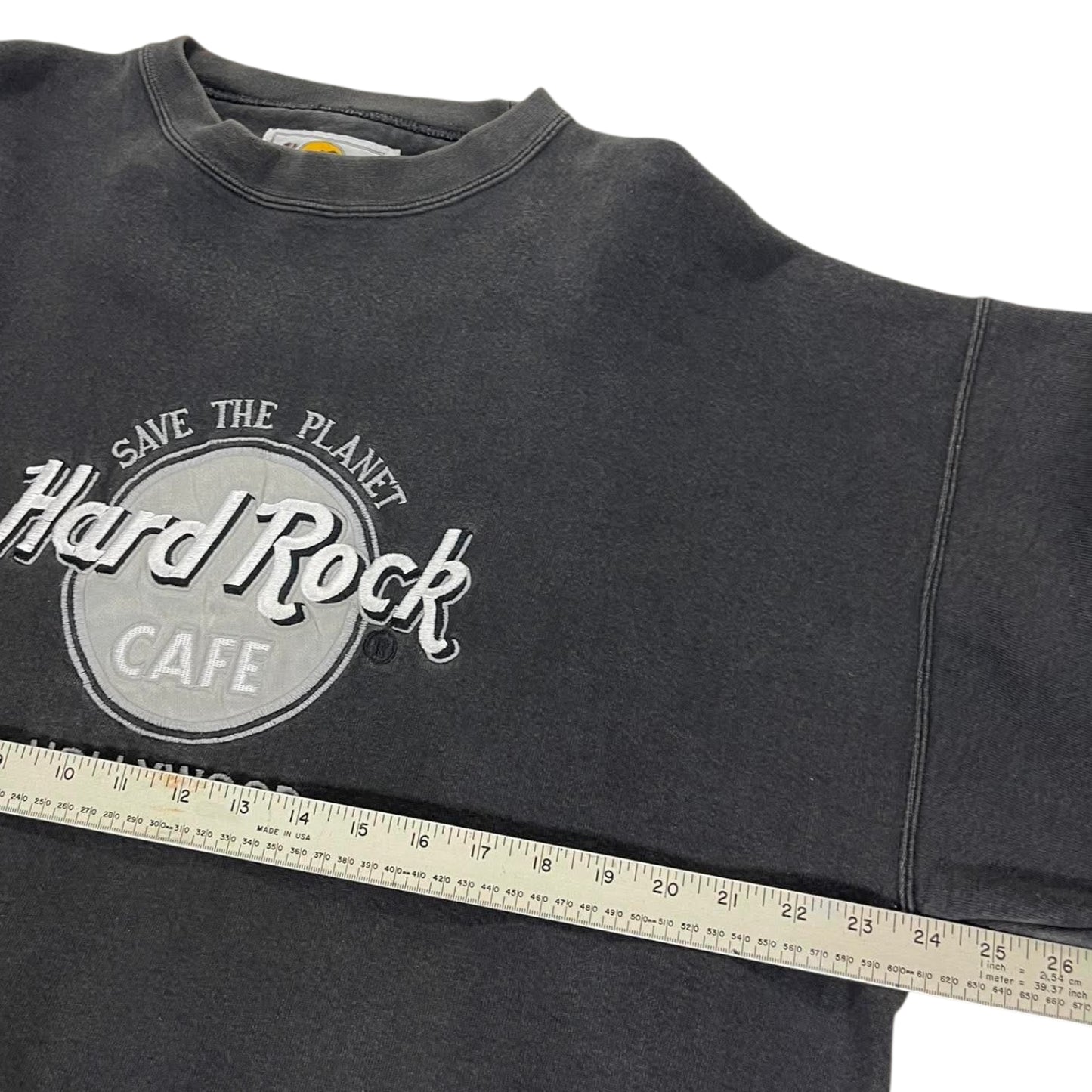 VINTAGE FADED HARD ROCK CAFE BLACK SWEATSHIRT (XL)