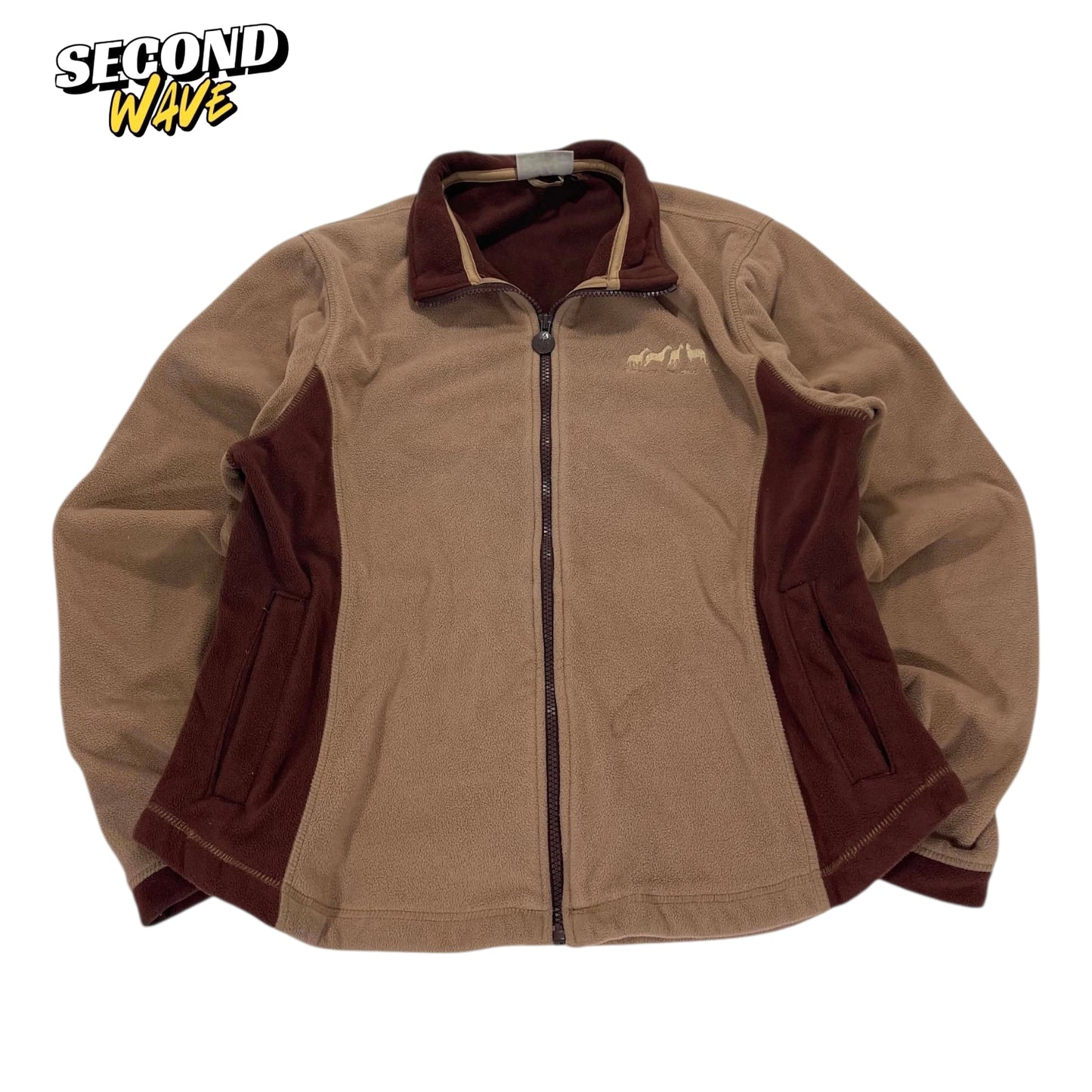 Y2K OUTBACK TRADING CO. BROWN & TAN FLEECE JACKET (M)