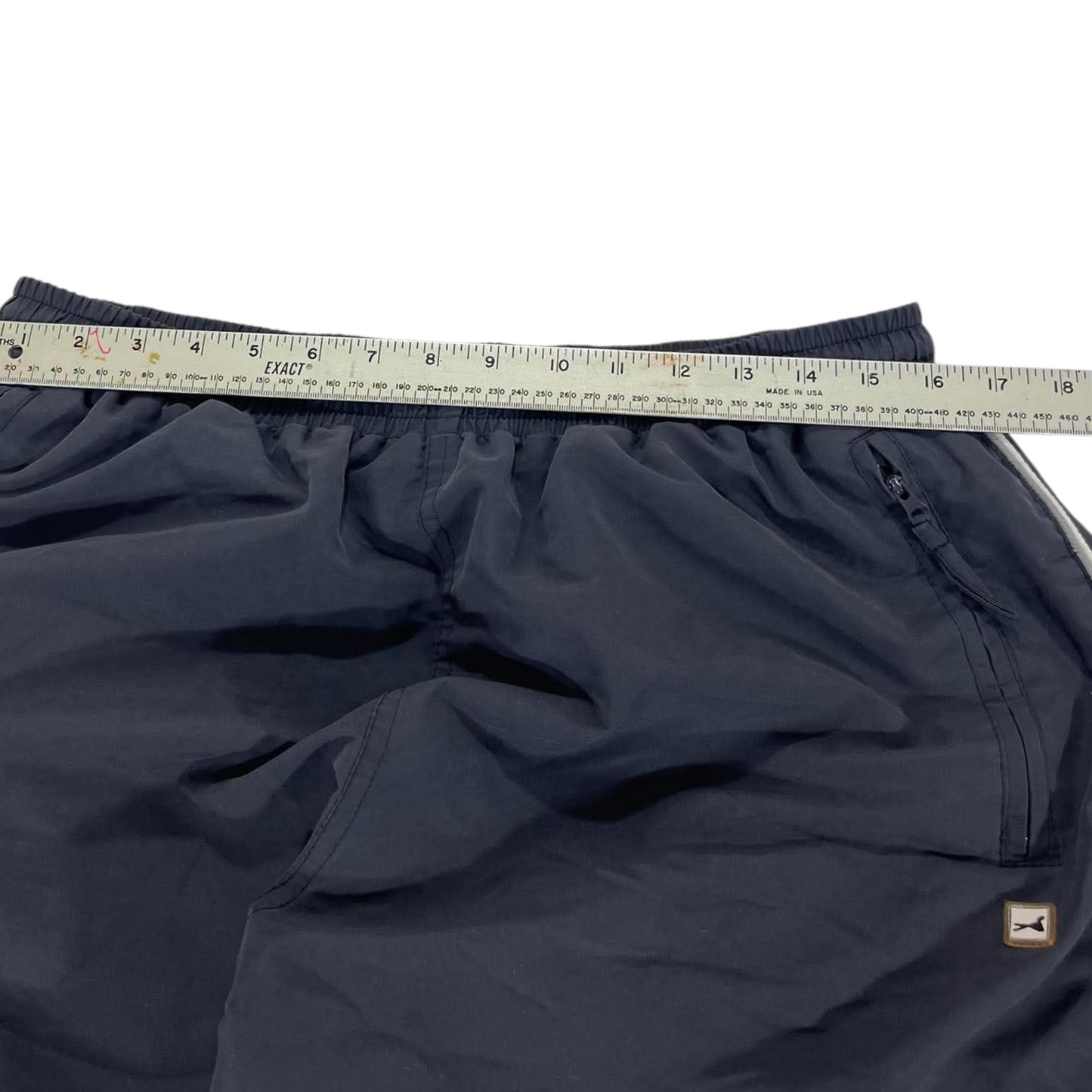 VINTAGE ACTIVE GREY BAGGY TRACK PANTS WITH WHITE STRIPE AND POCKETS (XL)