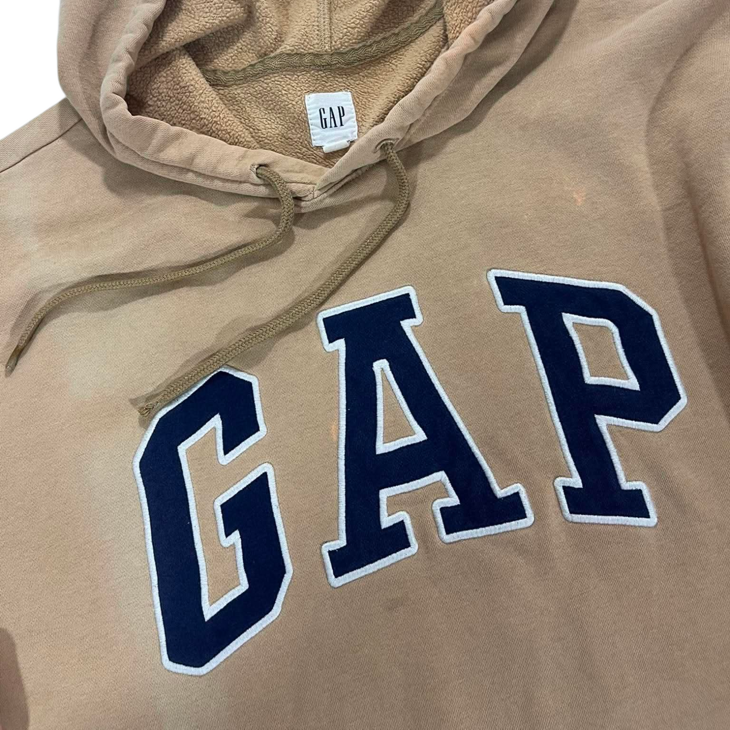 GAP TAN HOODIE WITH NAVY BLUE LOGO (XXL)