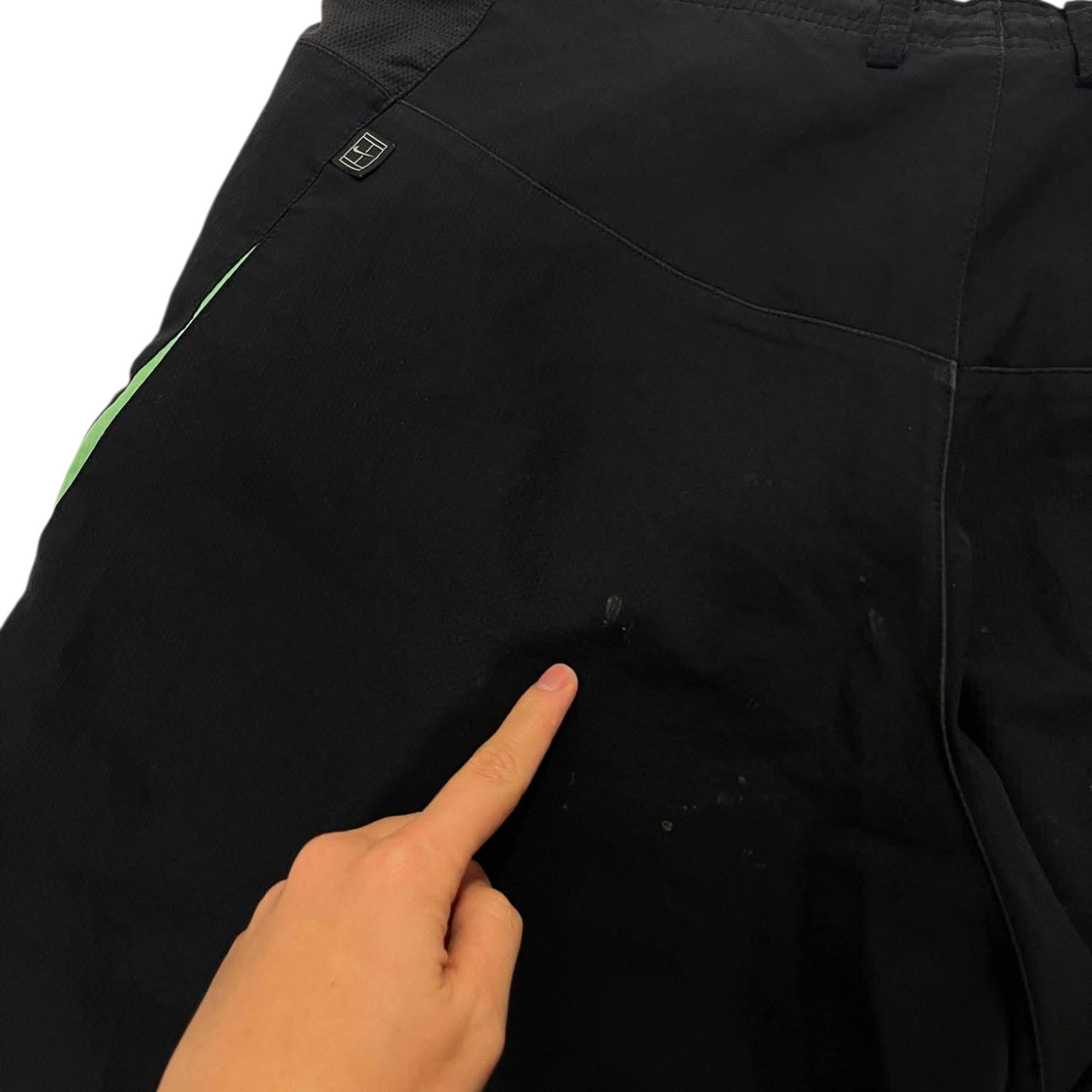 NIKE BLACK/GREEN TRACK PANTS (L) ³
