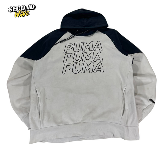 TRASHED PUMA GREY & BLACK HOODIE (L)