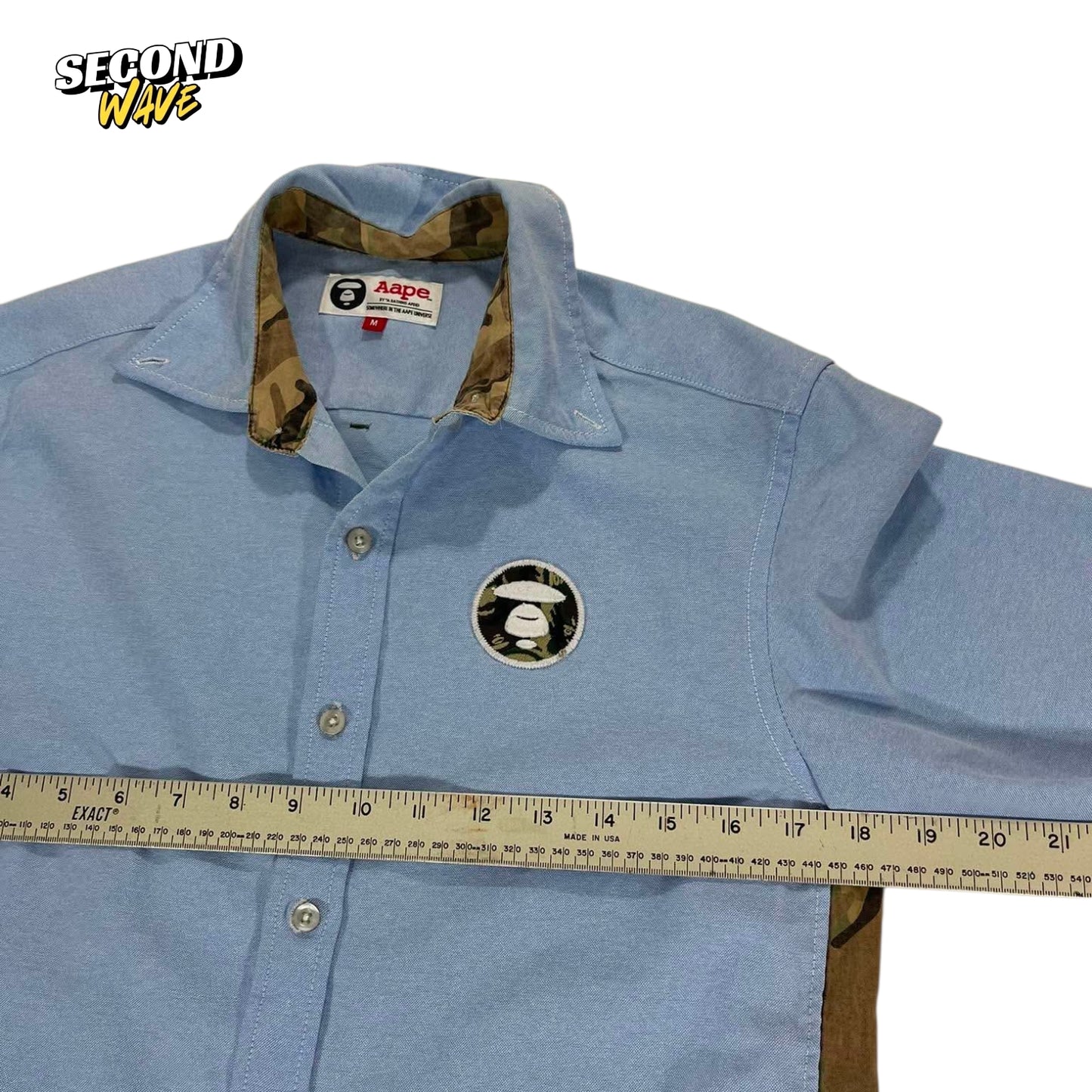 AAPE BLUE BUTTON UP SHIRT (M)