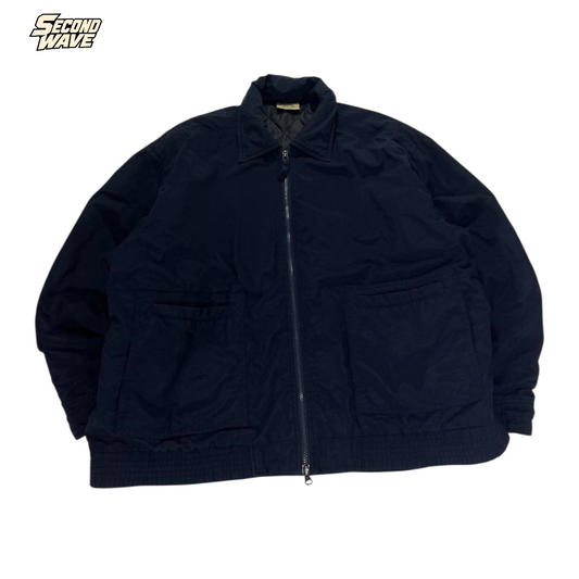 90S NAVY NYLON BOMBER JACKET (XL)