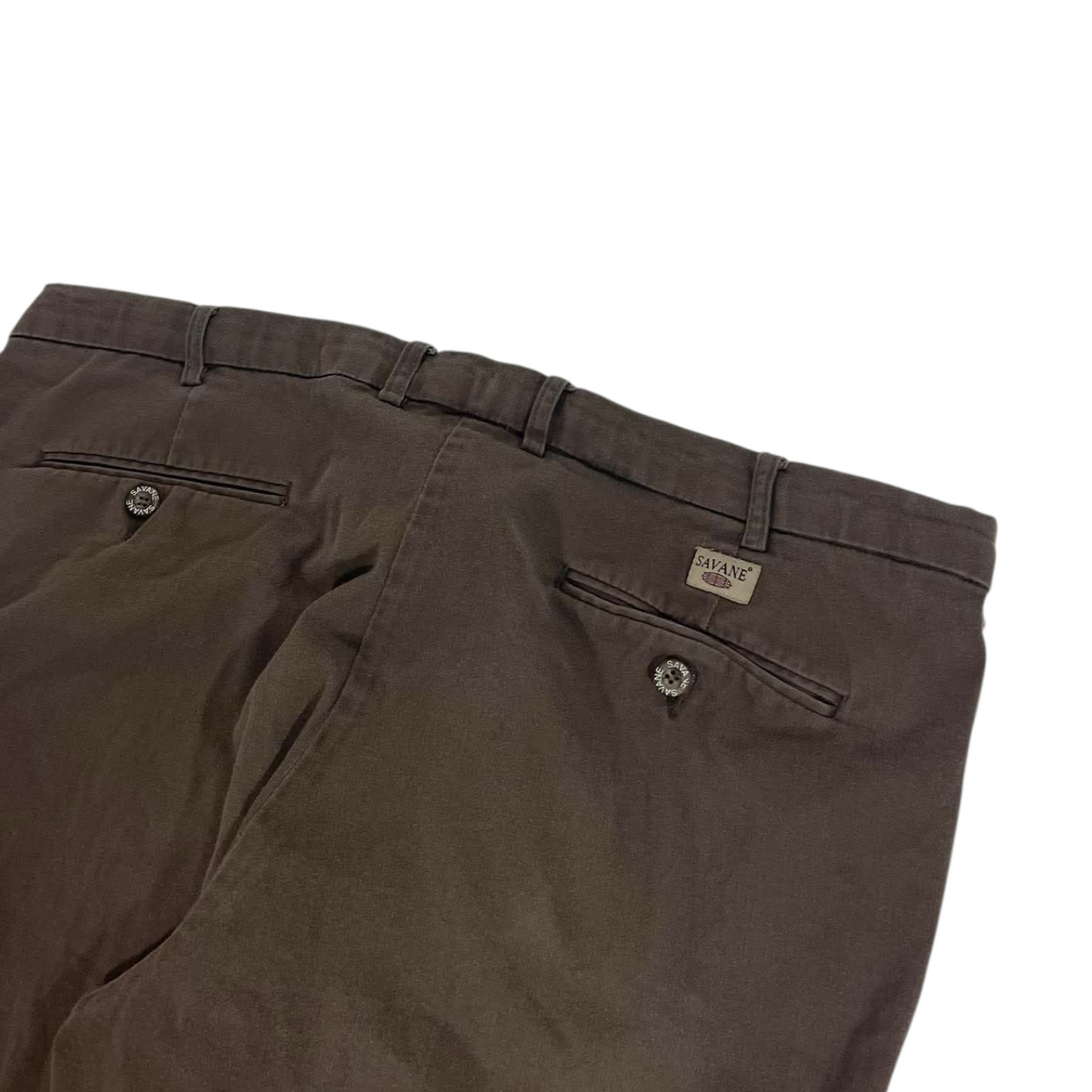 VINTAGE WIDE SAVANE BROWN CHINO PANTS (38)