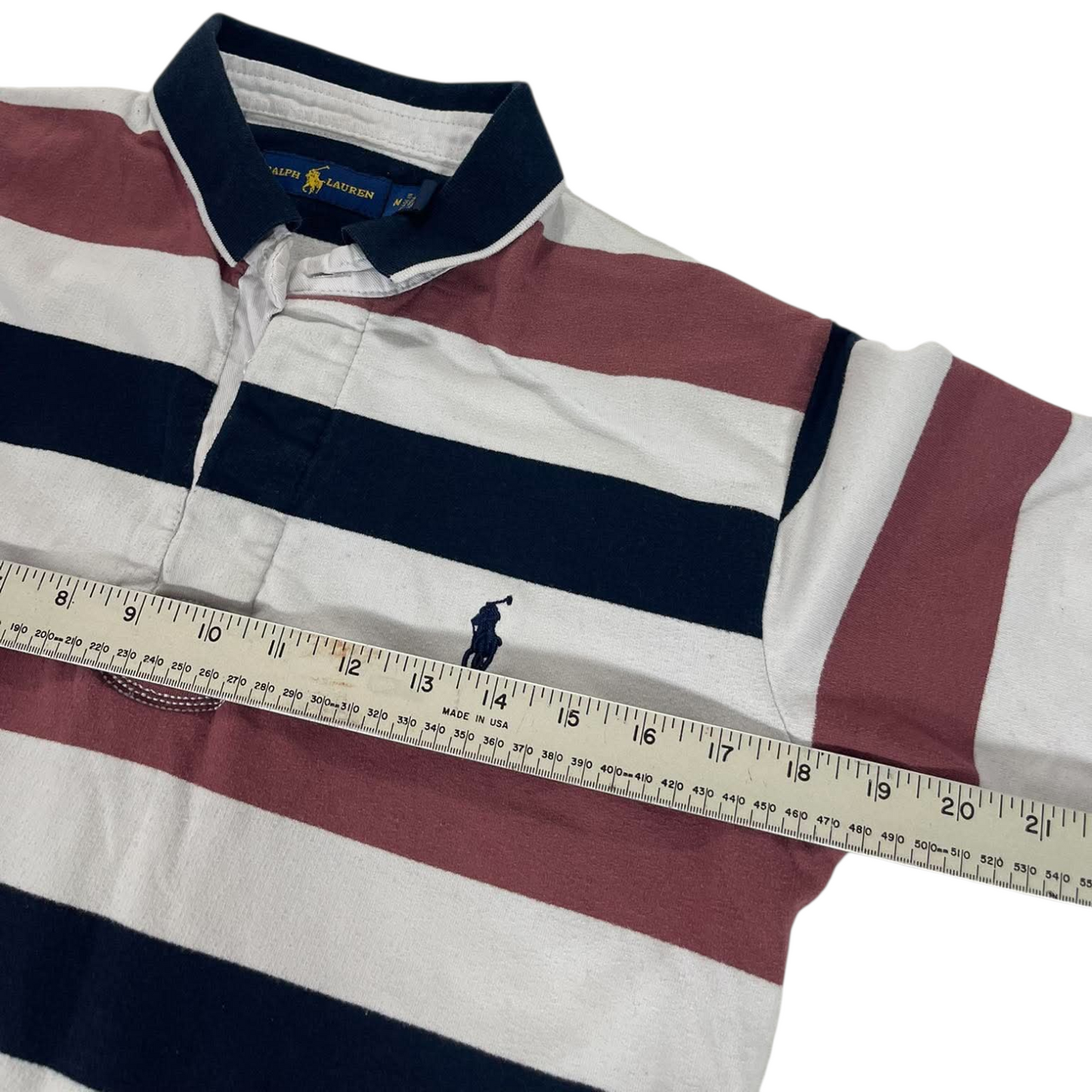 RALPH LAUREN RUGBY STRIPED POLO LONGSLEEVE (S - M)