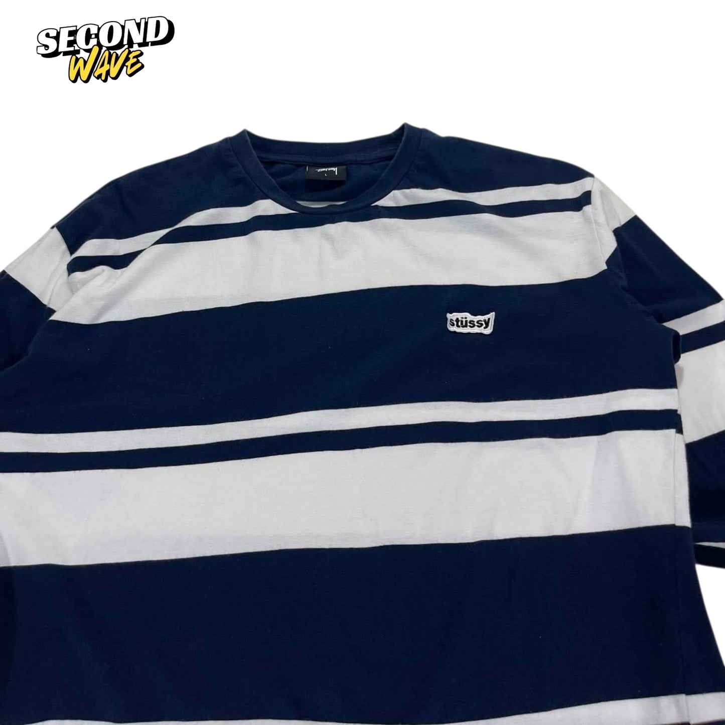 STUSSY BLUE AND WHITE STRIPED LONG SLEEVE (L)