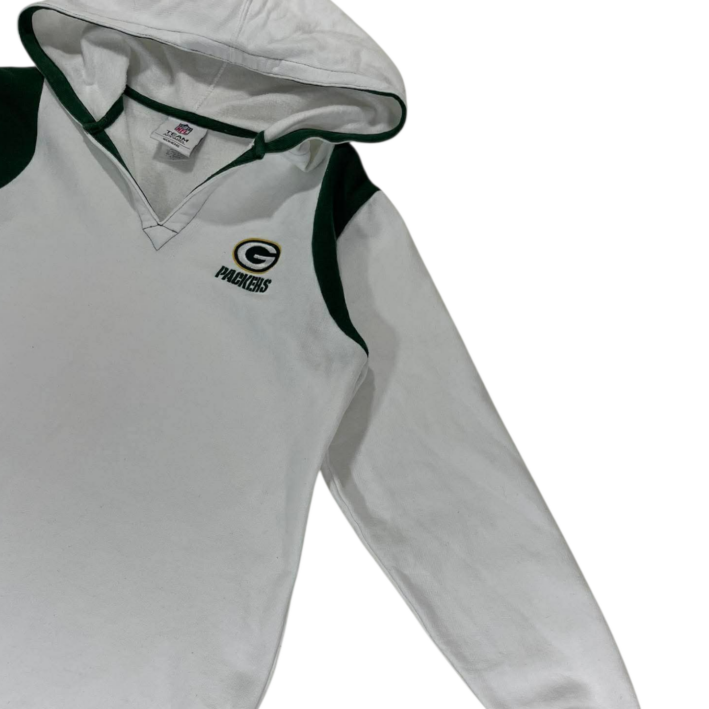 VINTAGE WOMENS GREEN BAY PACKERS WHITE HOODIE (S-M)