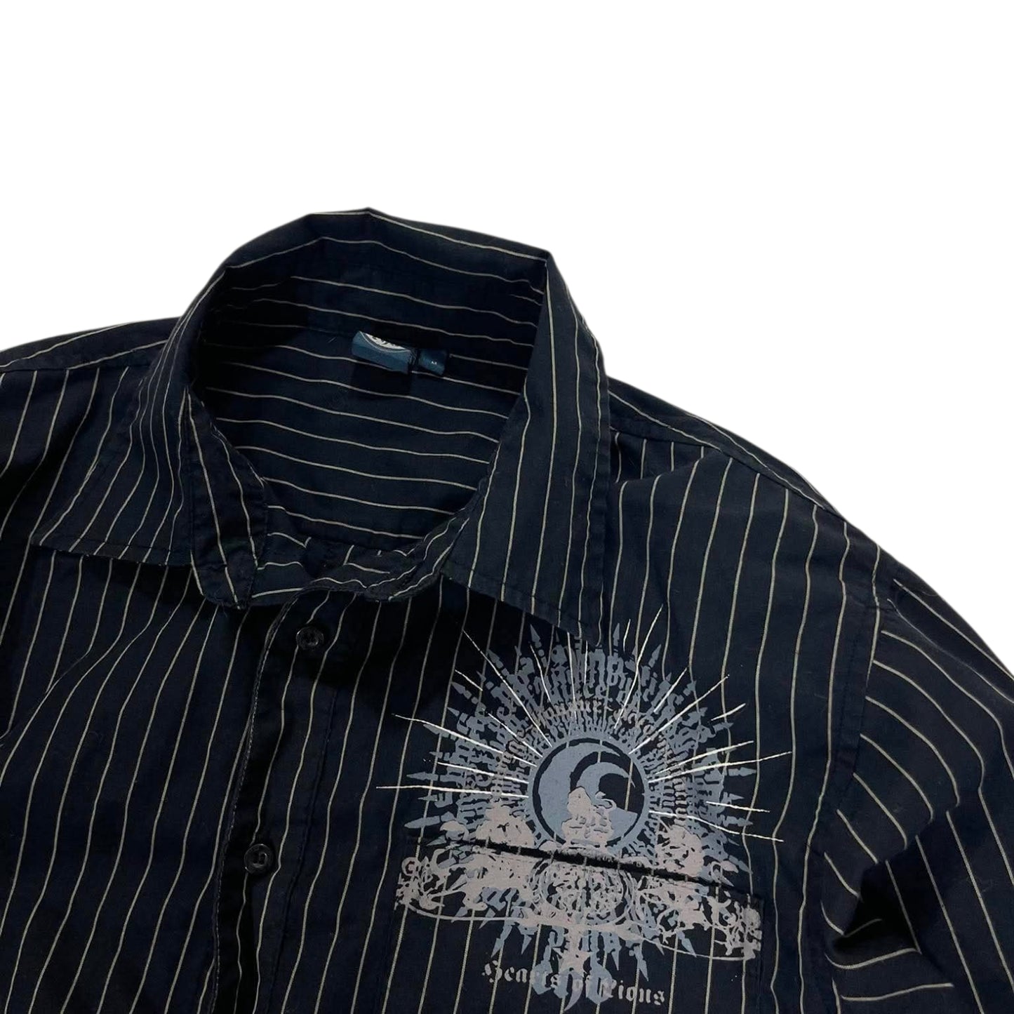 Y2K STRIPED BUTTON UP SHIRT (M)