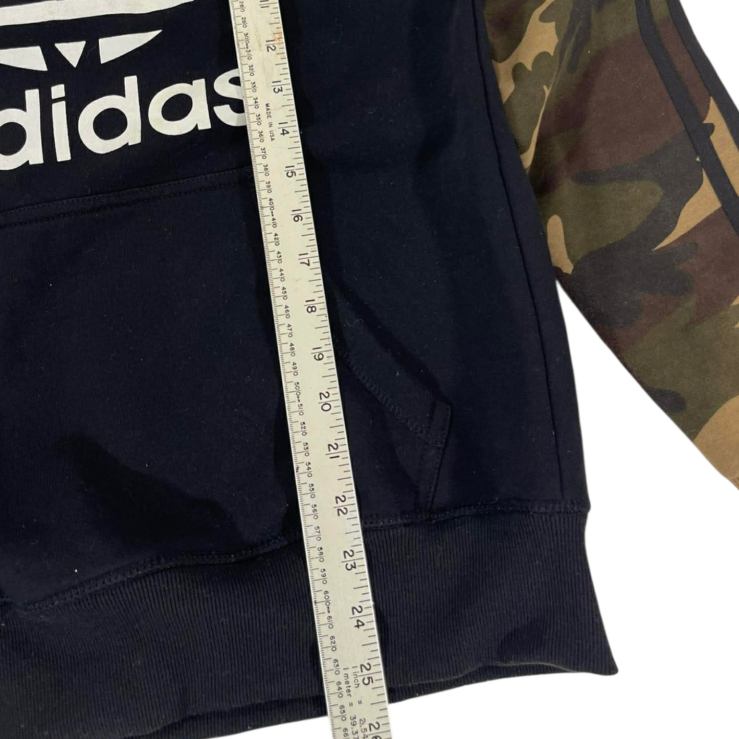 ADIDAS CAMO HOODIE WITH WHITE LOGO (M)