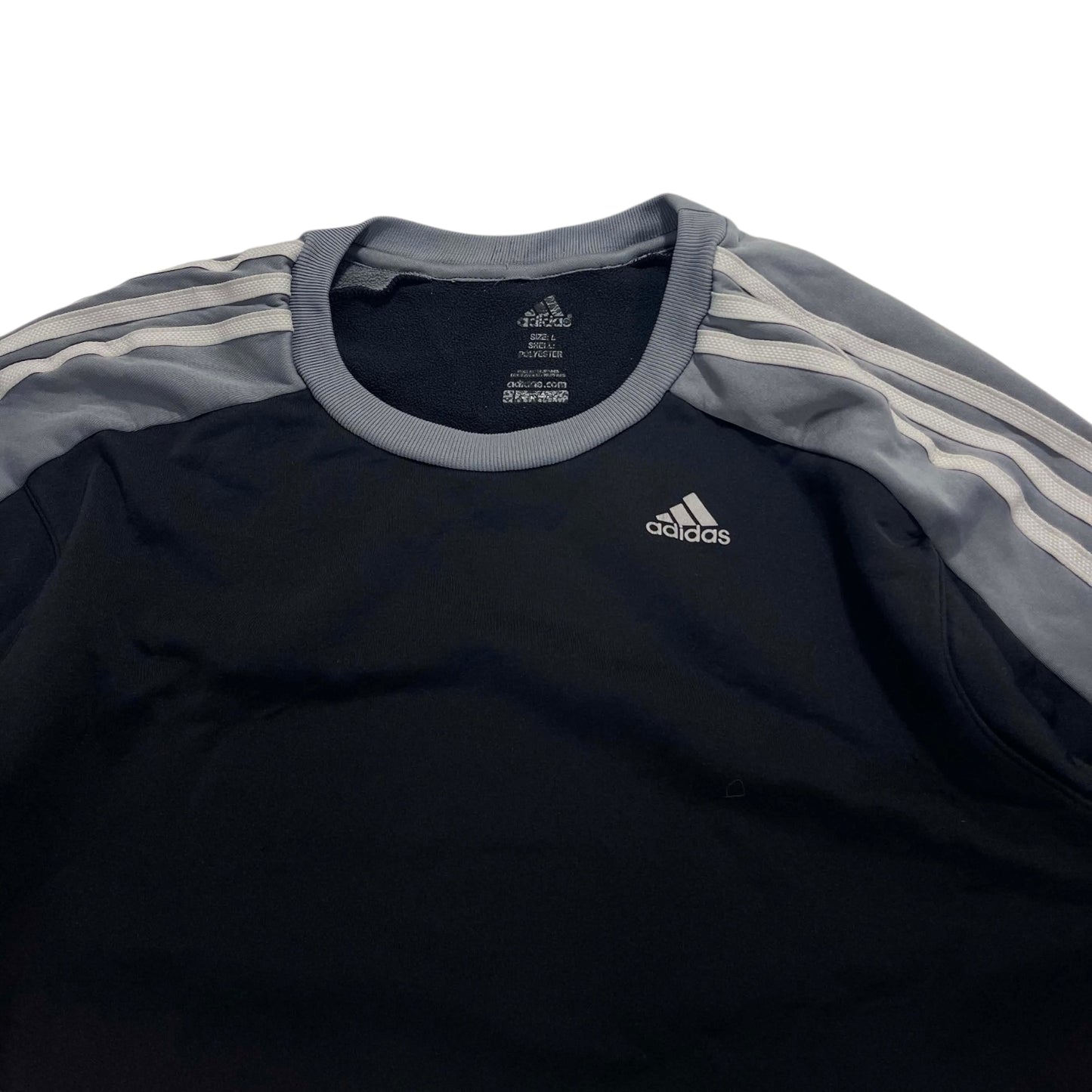 ADIDAS BLACK & GRAY POLYESTER SWEATSHIRT (L)