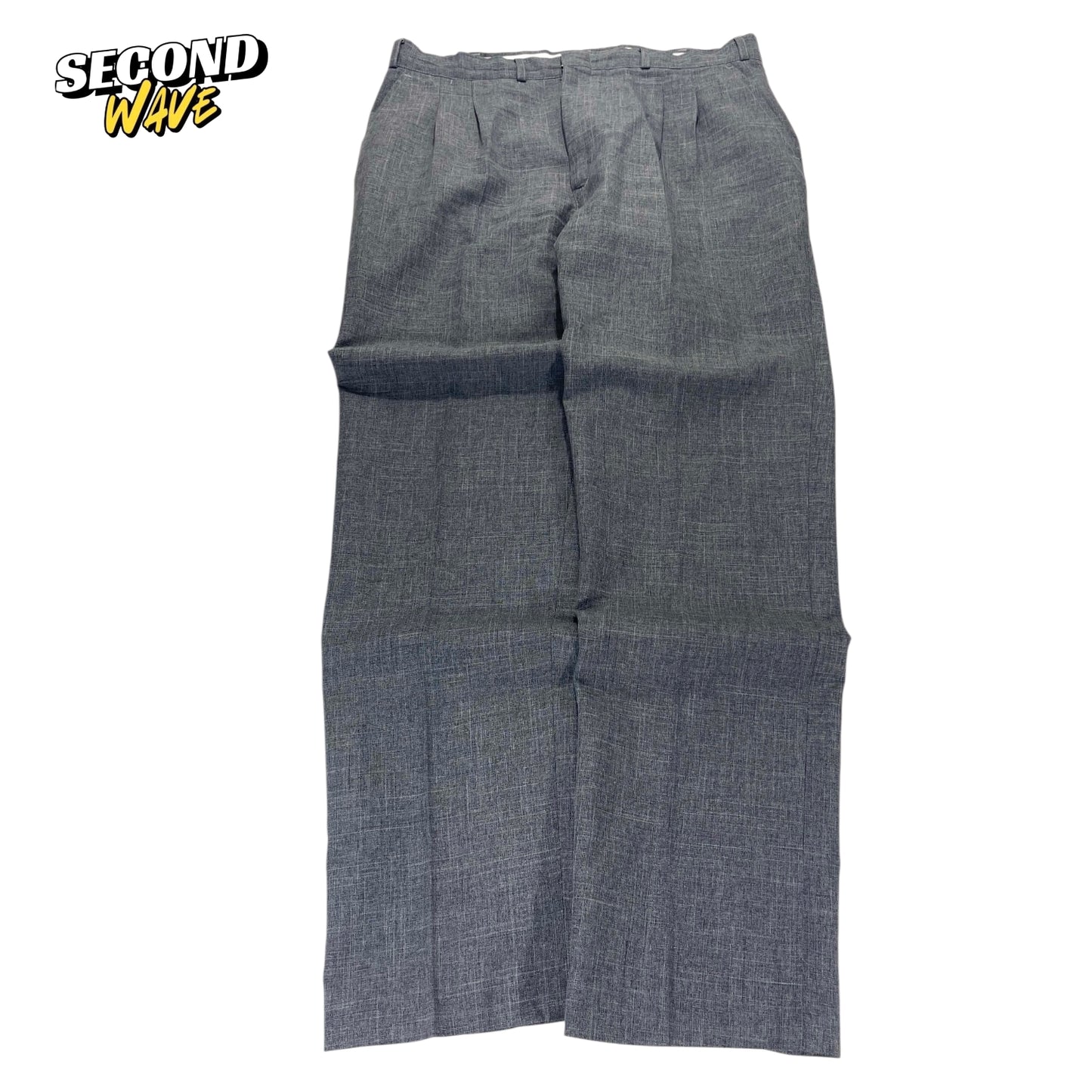 GRAY LINEN BLEND WIDE LEG PANTS (34")